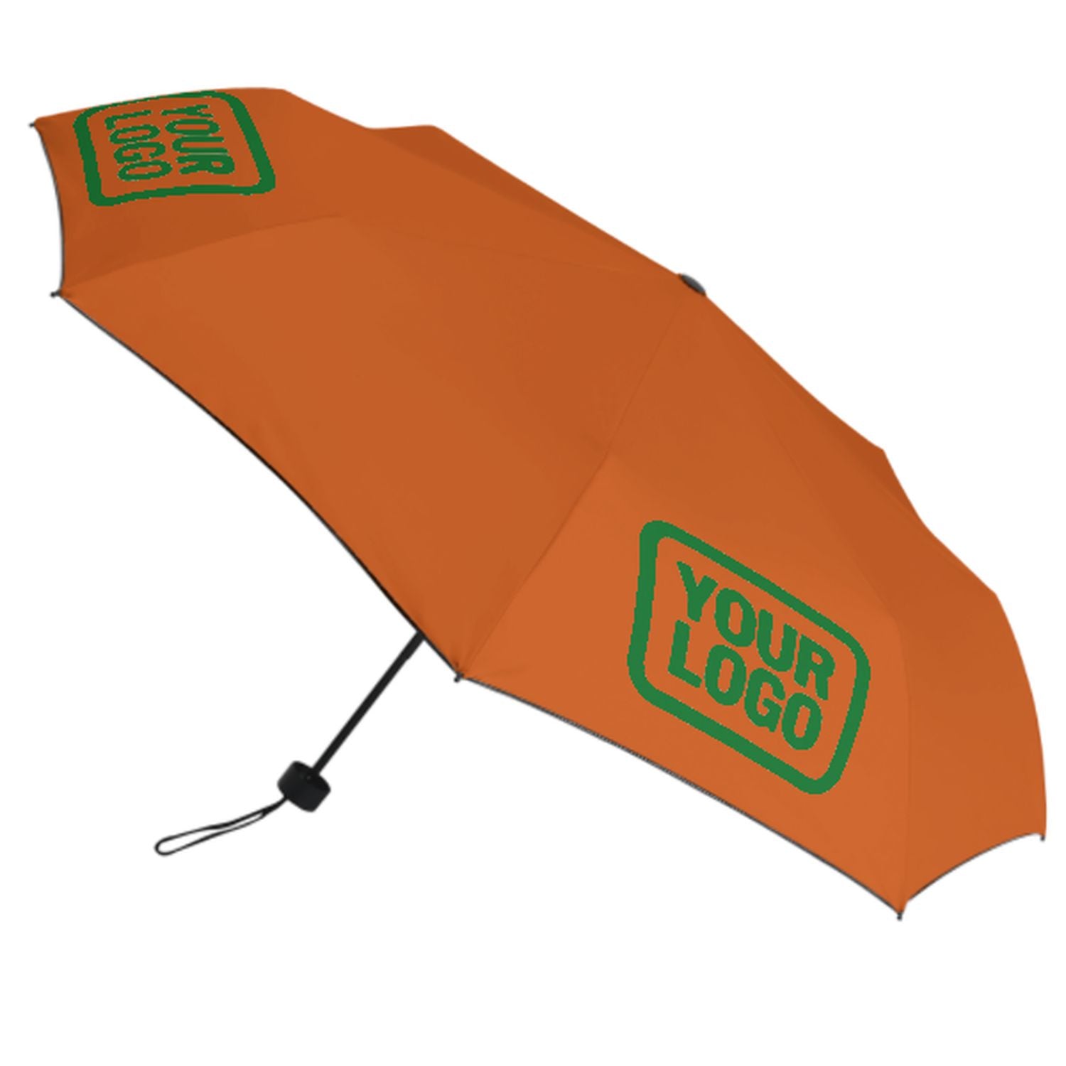 Maßgeschneidertes Orange Smaragdgrün Automatik-Regenschirm