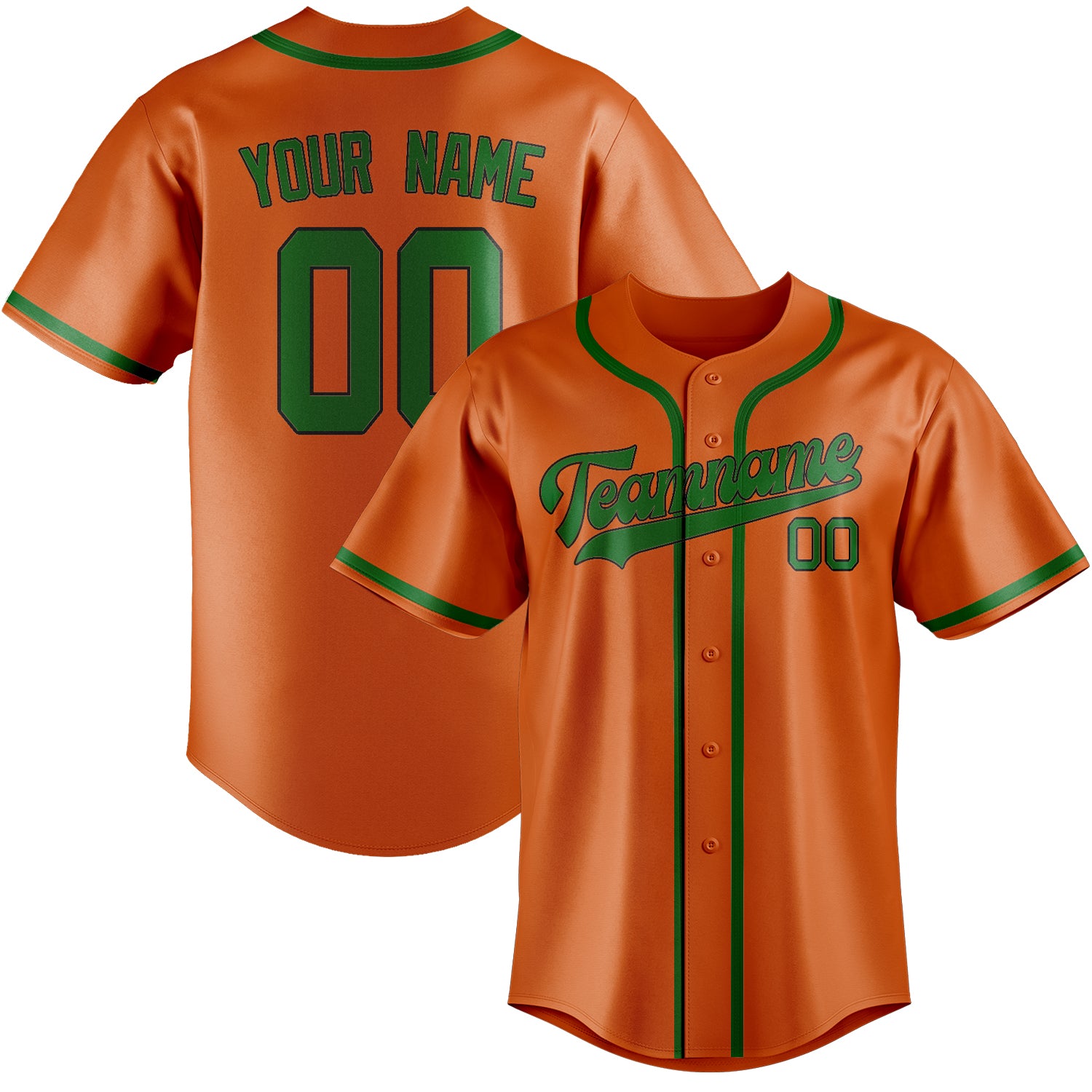 Benutzerdefiniertes Professionelles Orange Smaragdgrün Baseballtrikot