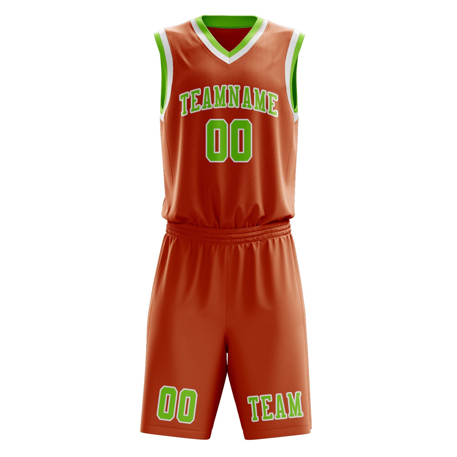 Benutzerdefiniertes Professionelles Orange Smaragdgrün Basketballtrikot-Set