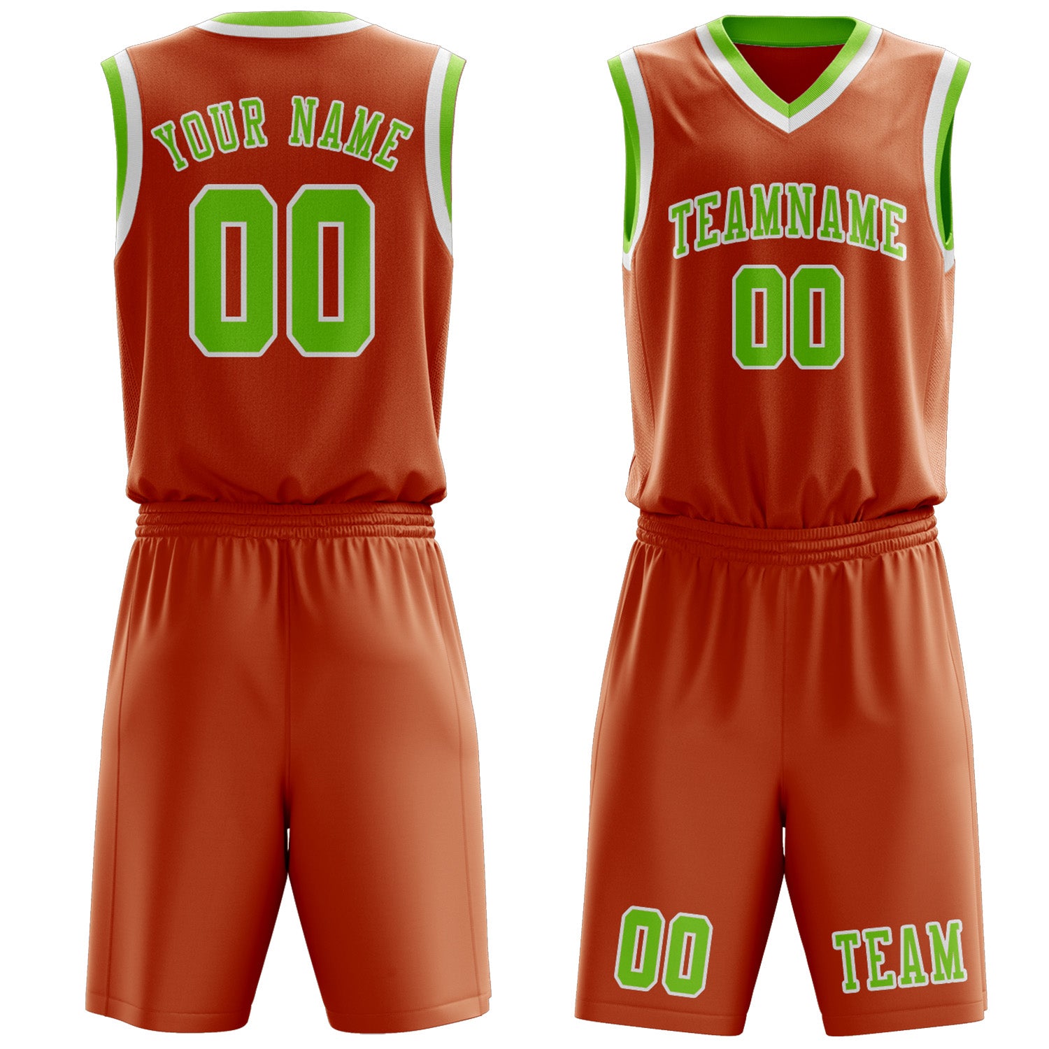 Benutzerdefiniertes Professionelles Orange Smaragdgrün Basketballtrikot-Set