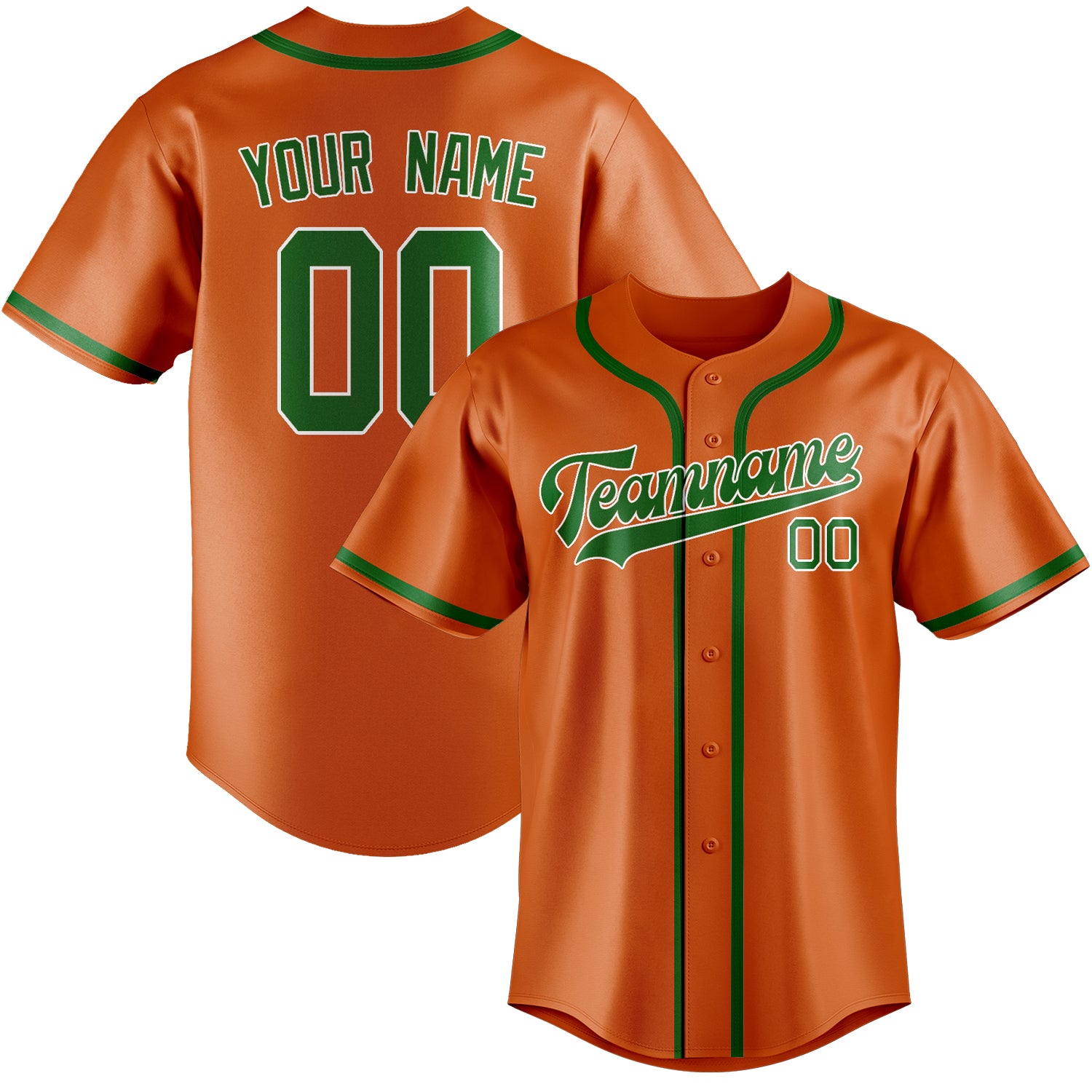 Benutzerdefiniertes Professionelles Orange Smaragdgrün Baseballtrikot