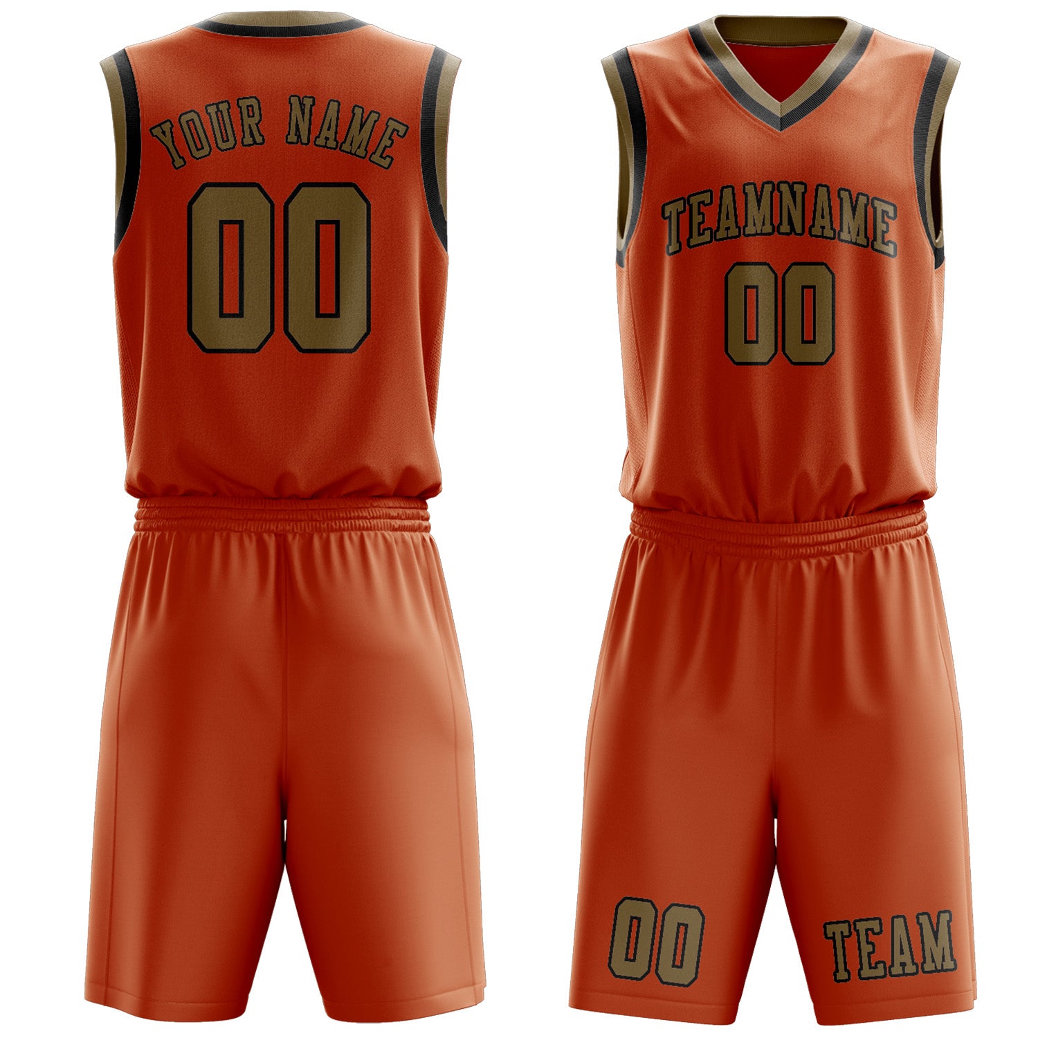 Benutzerdefiniertes Professionelles Orange Hellkhaki Basketballtrikot-Set