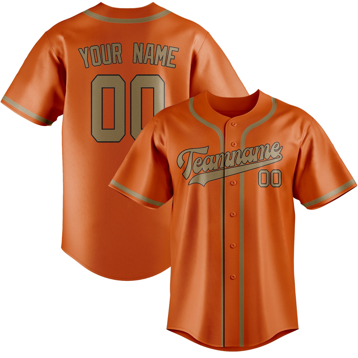 Benutzerdefiniertes Professionelles Orange Hellkhaki Baseballtrikot