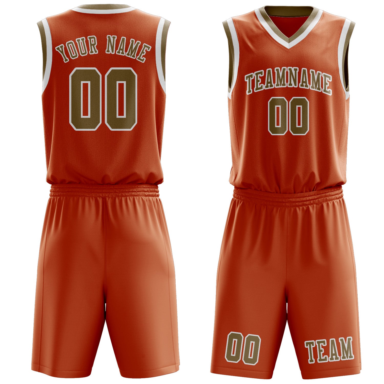 Benutzerdefiniertes Professionelles Orange Hellkhaki Basketballtrikot-Set