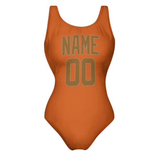 Maßgeschneidertes Orange Khaki Badeanzug