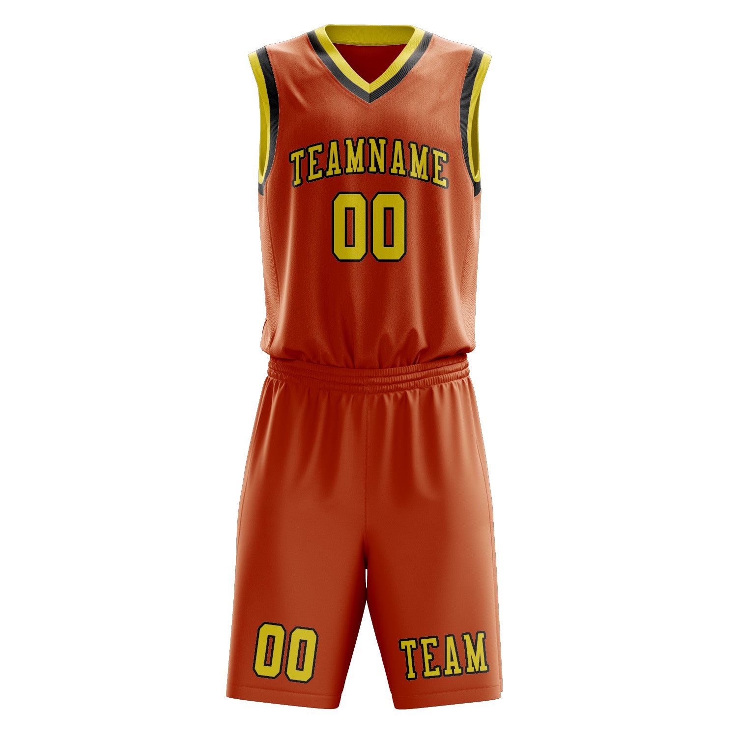 Benutzerdefiniertes Professionelles Orange Blassgelb Basketballtrikot-Set