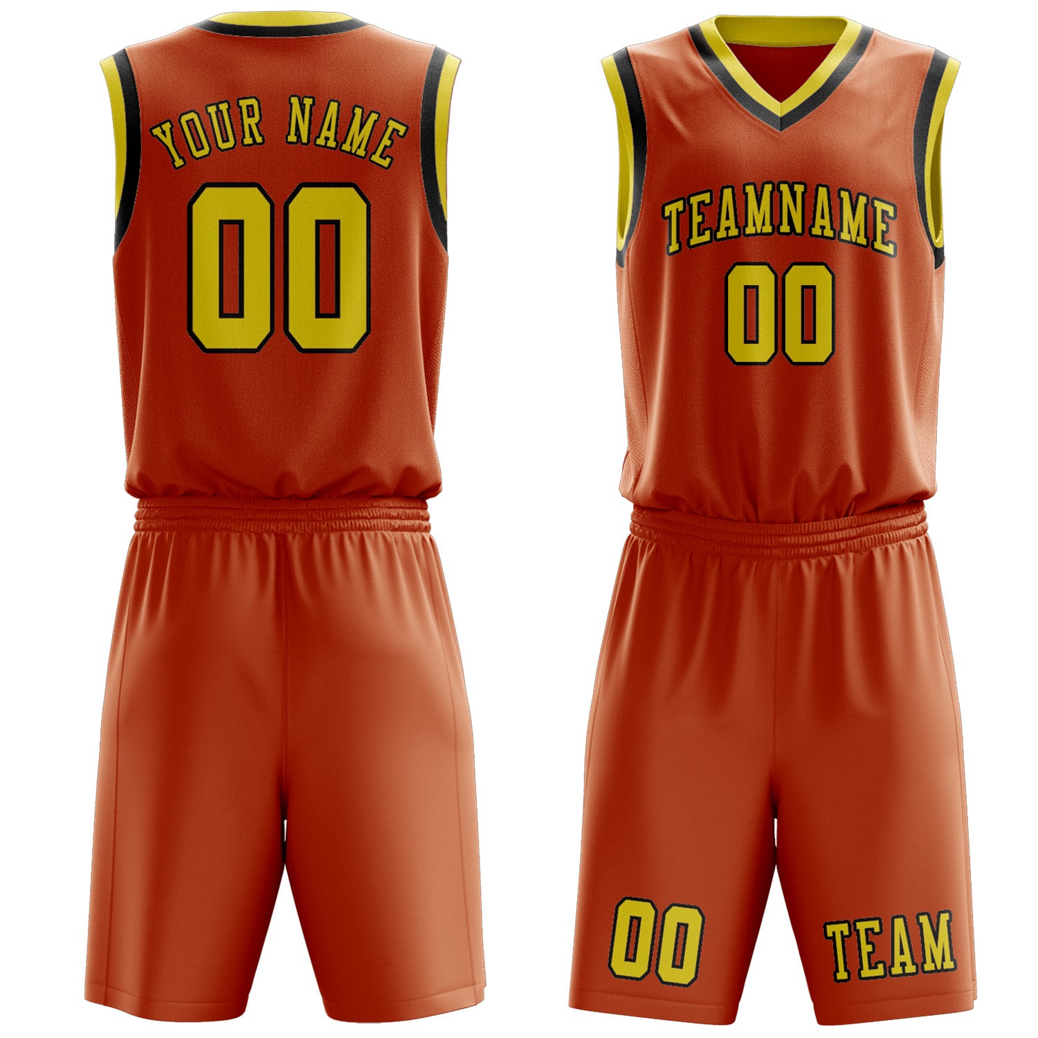 Benutzerdefiniertes Professionelles Orange Blassgelb Basketballtrikot-Set