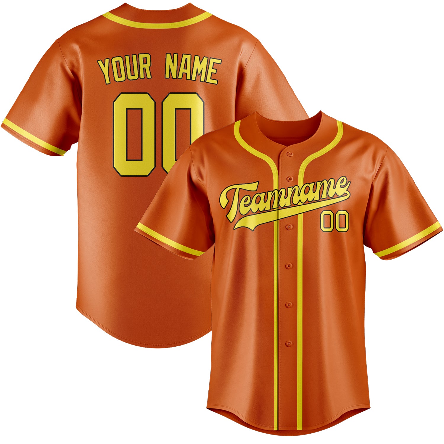Benutzerdefiniertes Professionelles Orange Blassgelb Baseballtrikot
