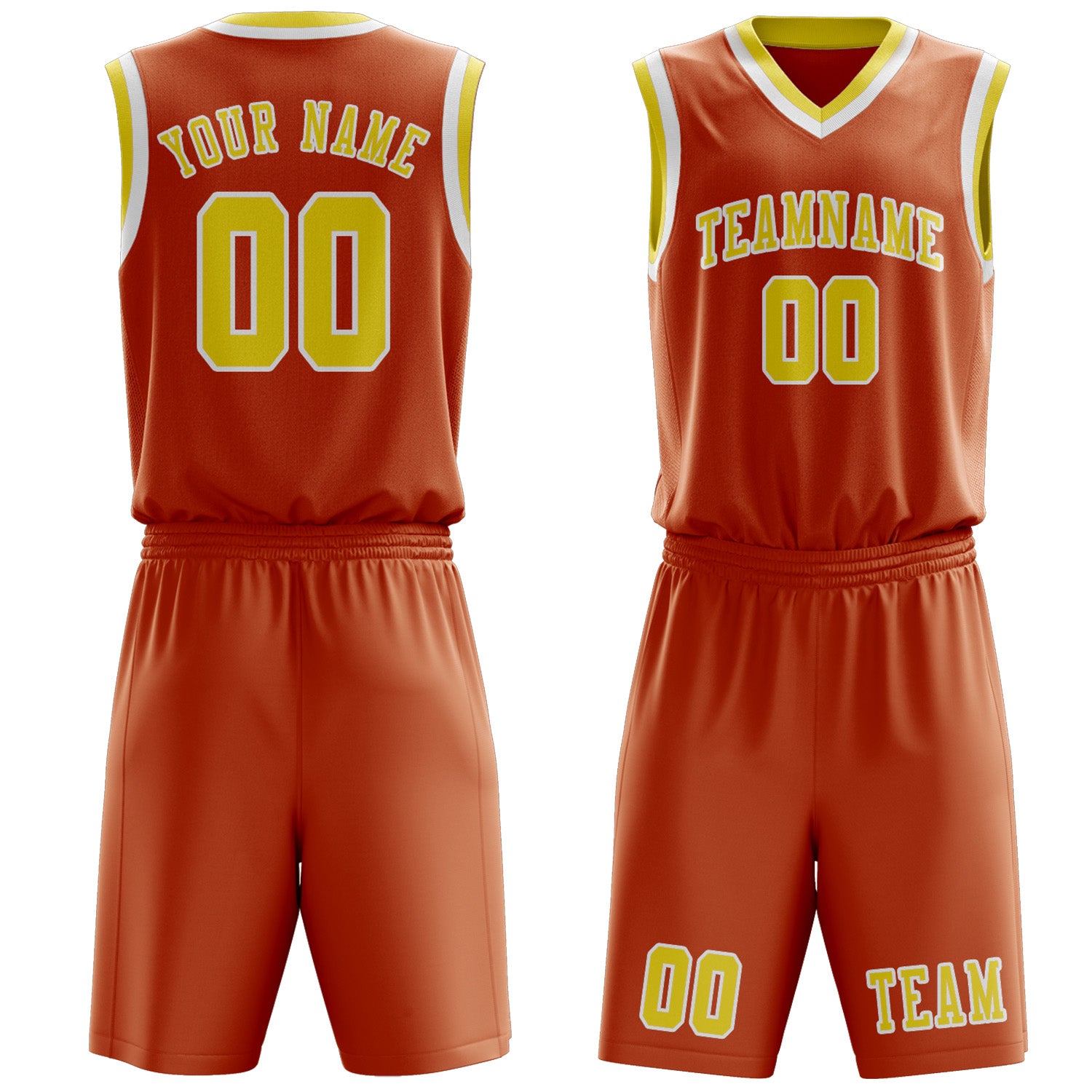 Benutzerdefiniertes Professionelles Orange Blassgelb Basketballtrikot-Set