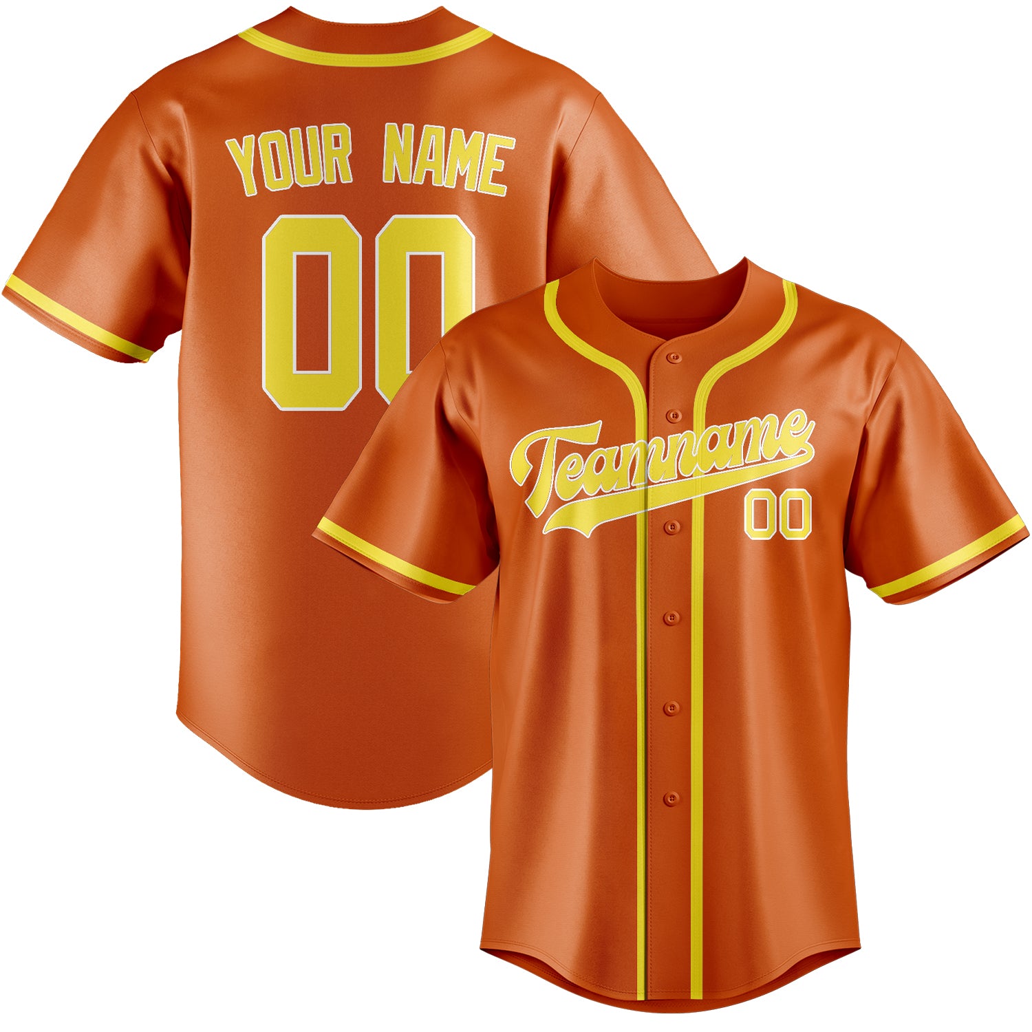 Benutzerdefiniertes Professionelles Orange Blassgelb Baseballtrikot