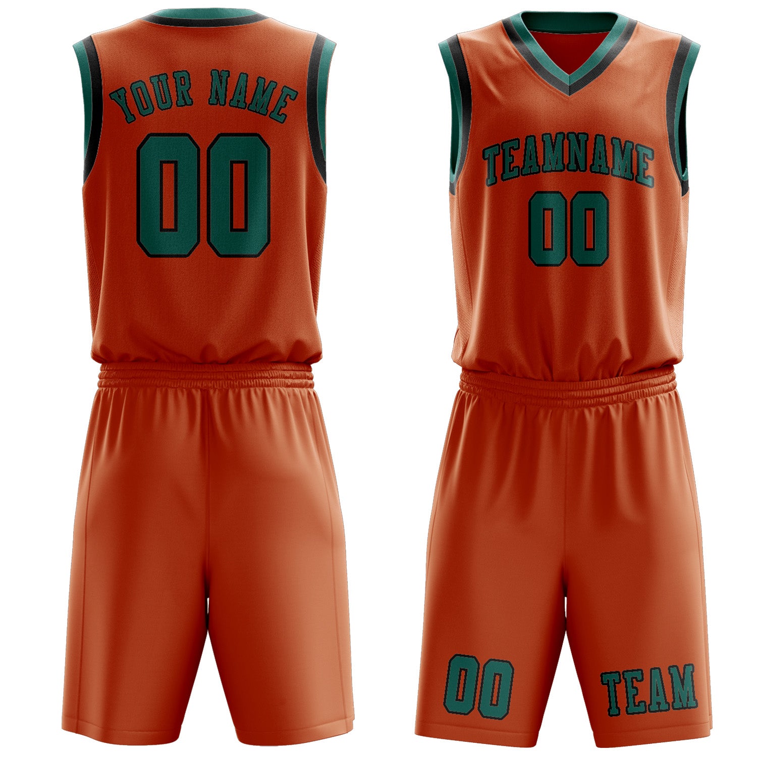 Benutzerdefiniertes Professionelles Orange Blaugrün Basketballtrikot-Set