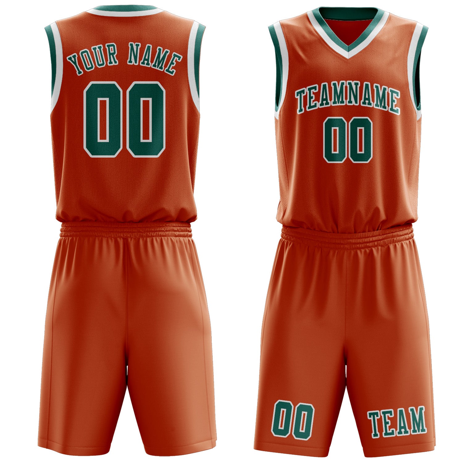 Benutzerdefiniertes Professionelles Orange Blaugrün Basketballtrikot-Set