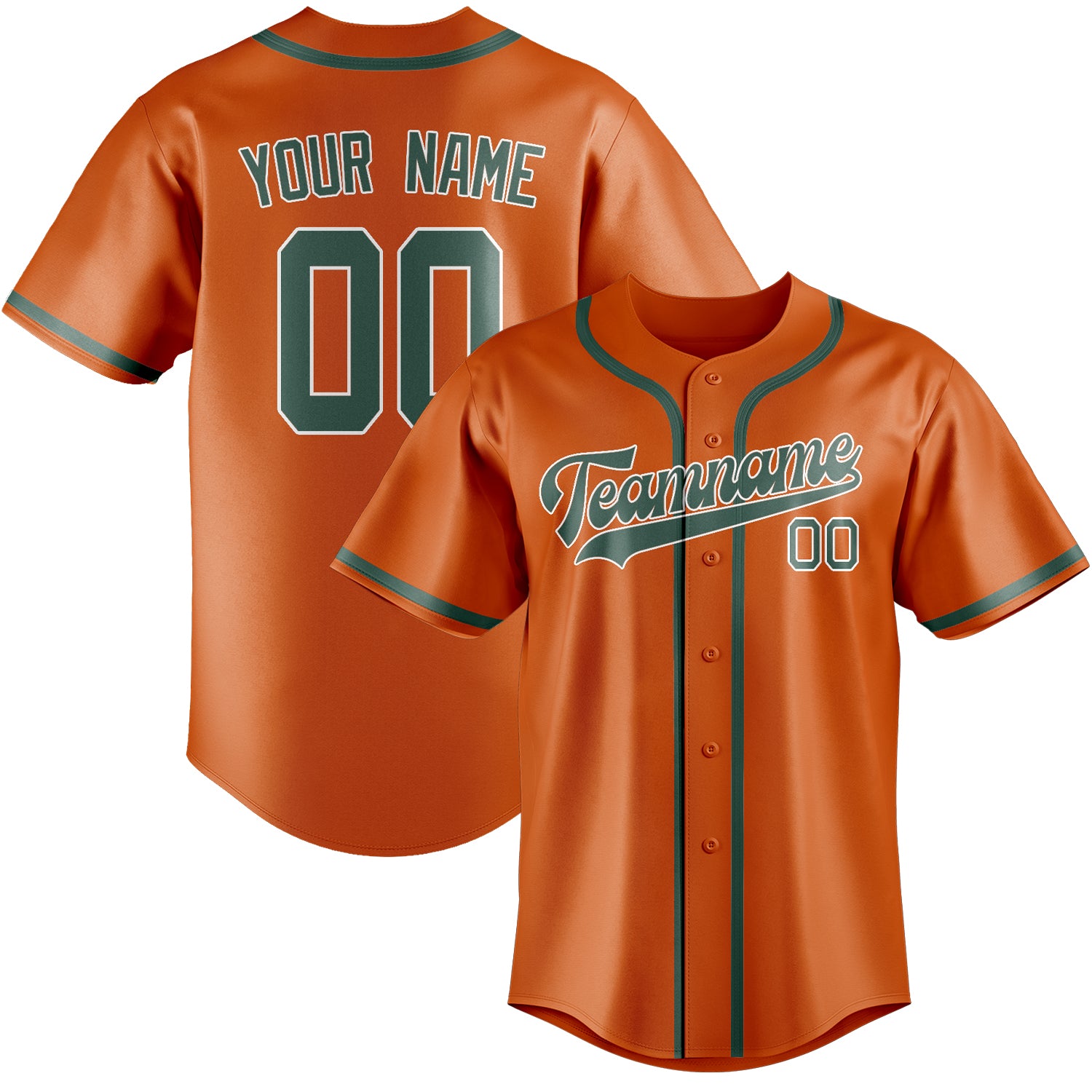 Benutzerdefiniertes Professionelles Orange Blaugrün Baseballtrikot