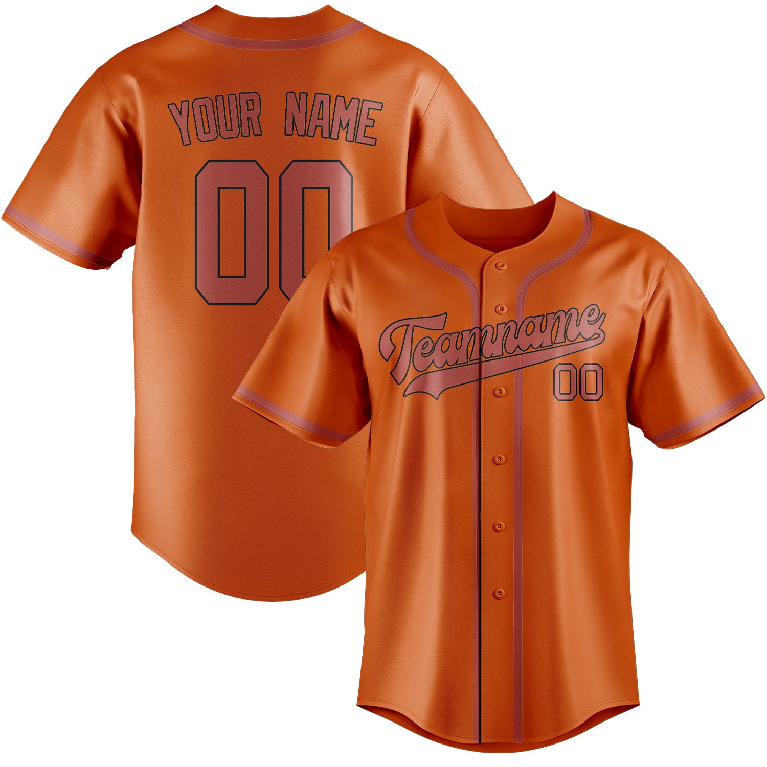 Benutzerdefiniertes Professionelles Orange Kupferrose Baseballtrikot