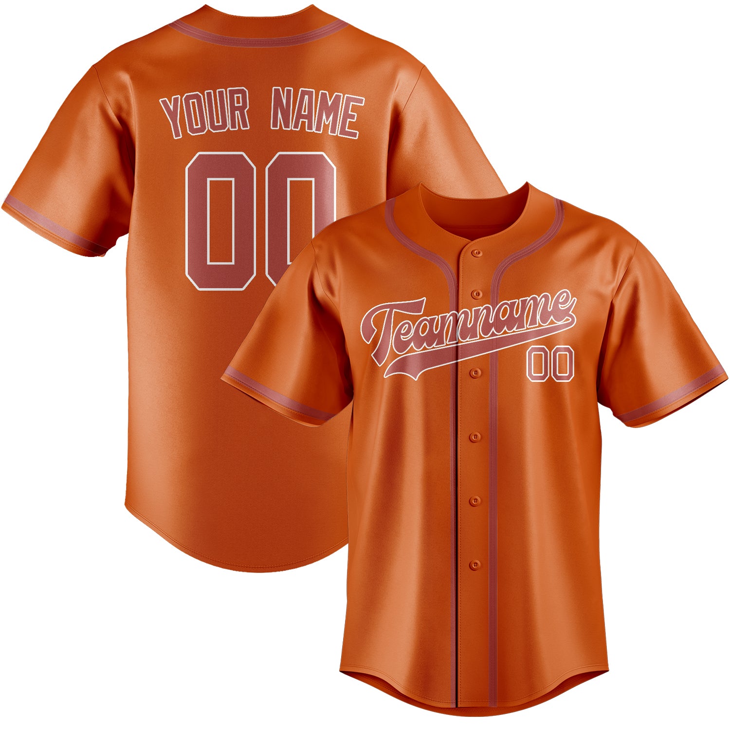 Benutzerdefiniertes Professionelles Orange Kupferrose Baseballtrikot