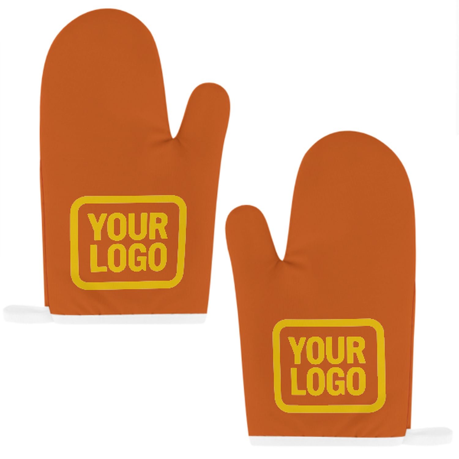 Maßgeschneidertes Orange  Gold Topfhandschuh Set – 2-teilig