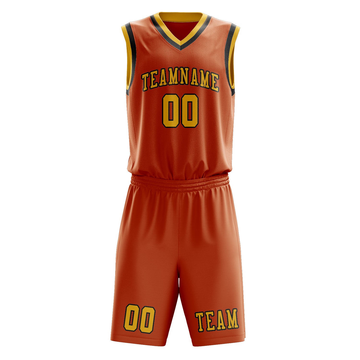Benutzerdefiniertes Professionelles Orange Gold Basketballtrikot-Set