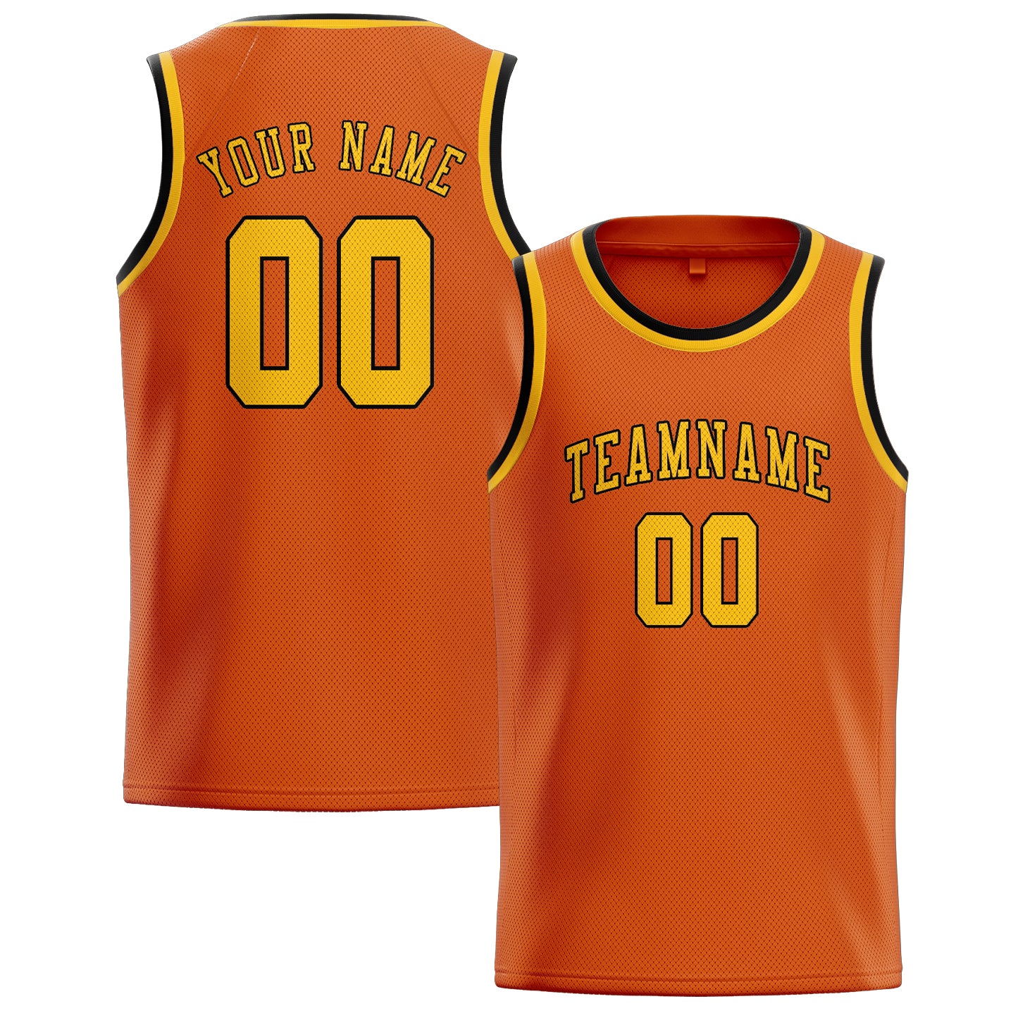 Benutzerdefiniertes Professionelles Orange Gold Basketballtrikot