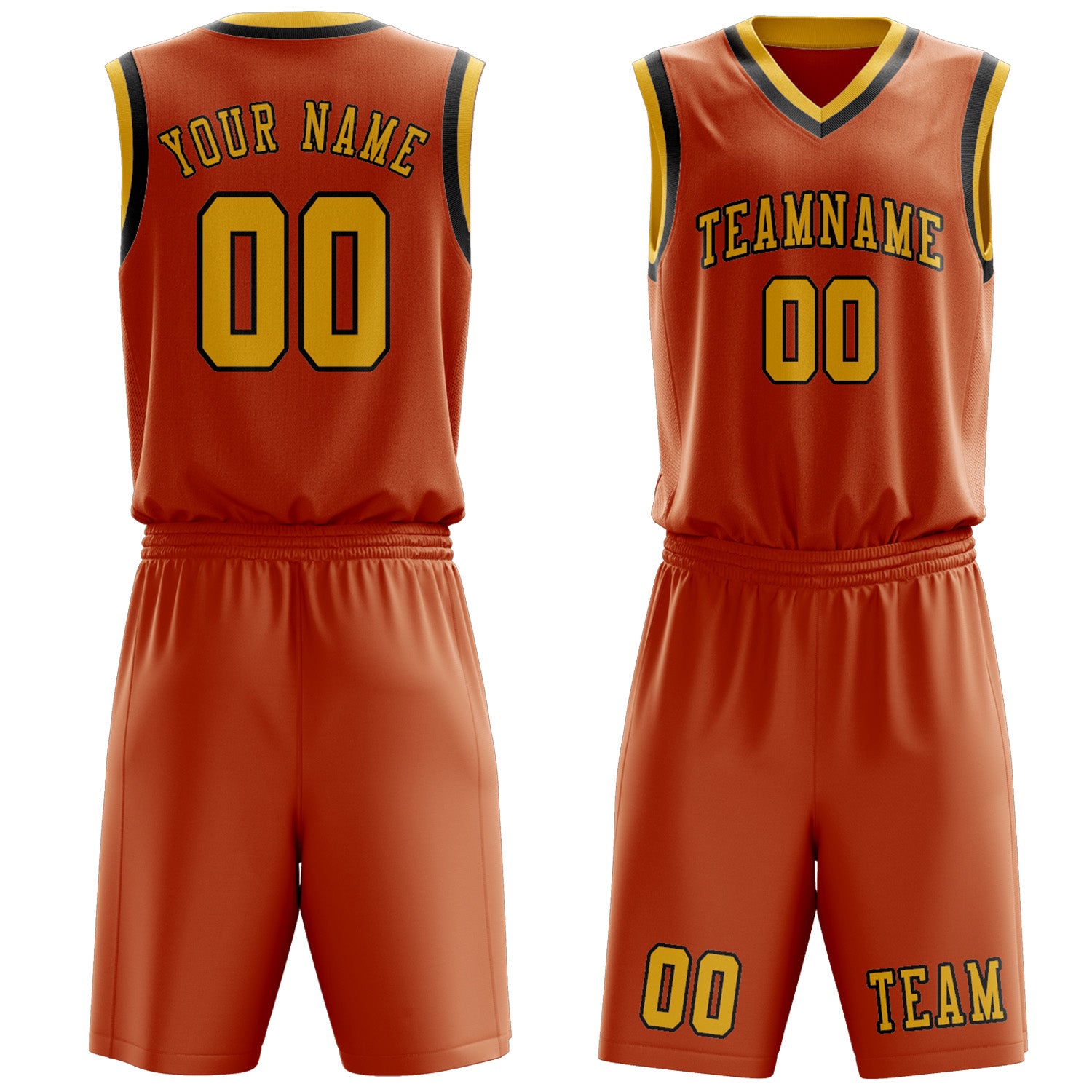 Benutzerdefiniertes Professionelles Orange Gold Basketballtrikot-Set