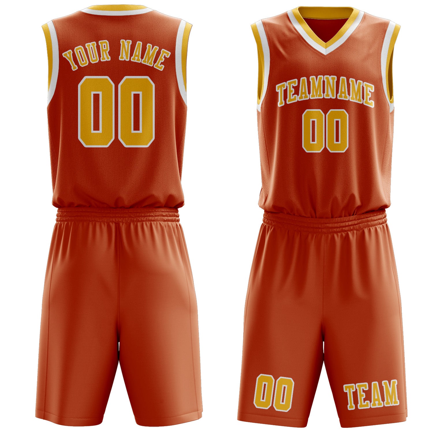 Benutzerdefiniertes Professionelles Orange Gold Basketballtrikot-Set