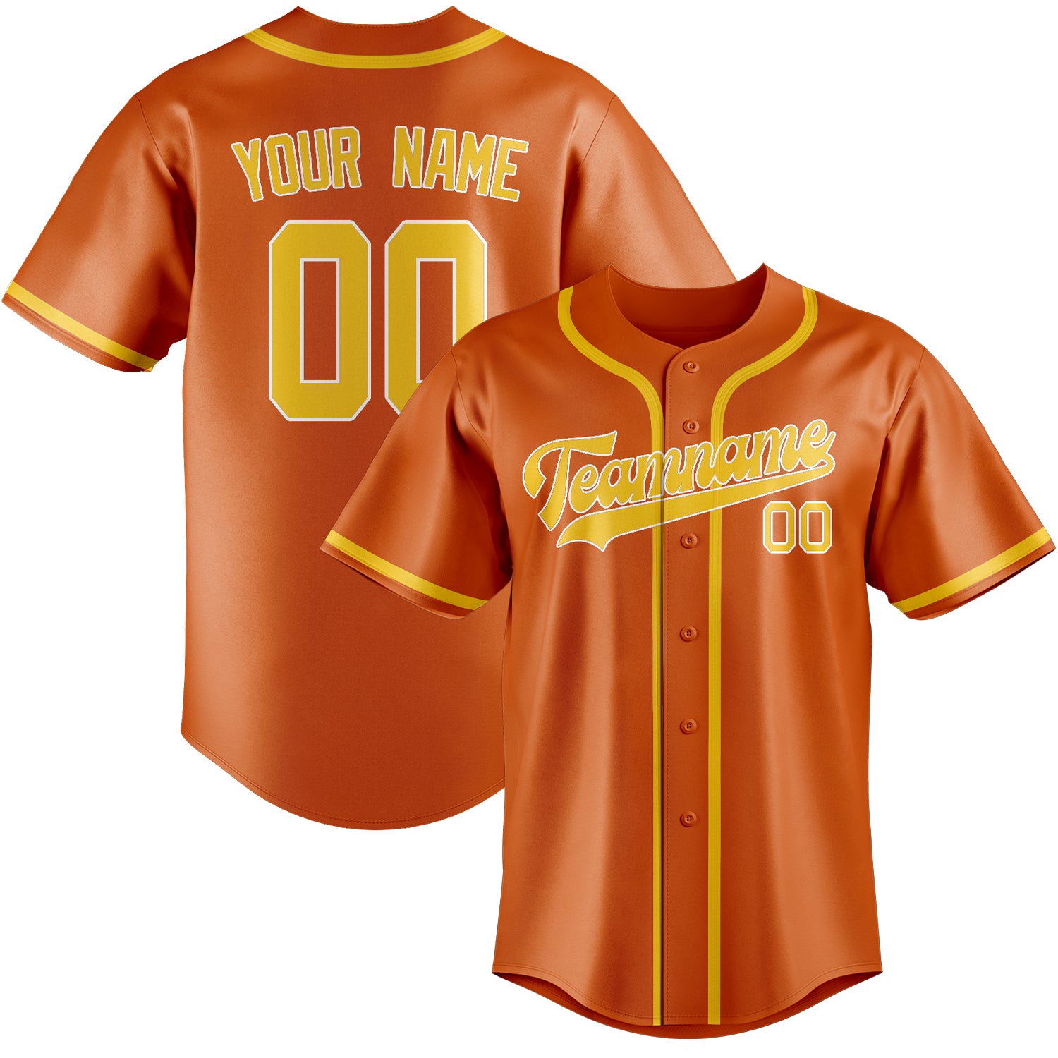 Benutzerdefiniertes Professionelles Orange Gold Baseballtrikot