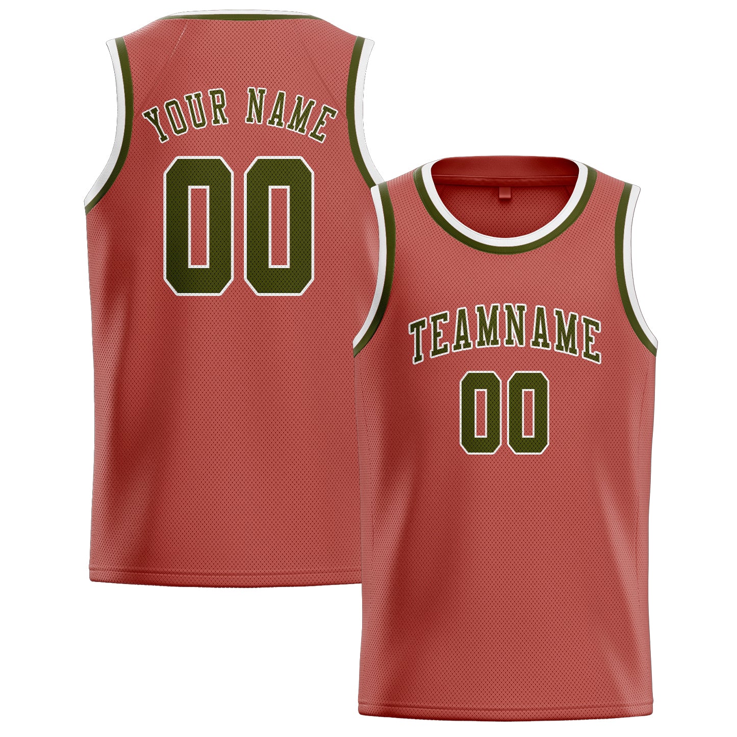 Benutzerdefiniertes Professionelles Kupferrose Dunkles Oliv Basketballtrikot