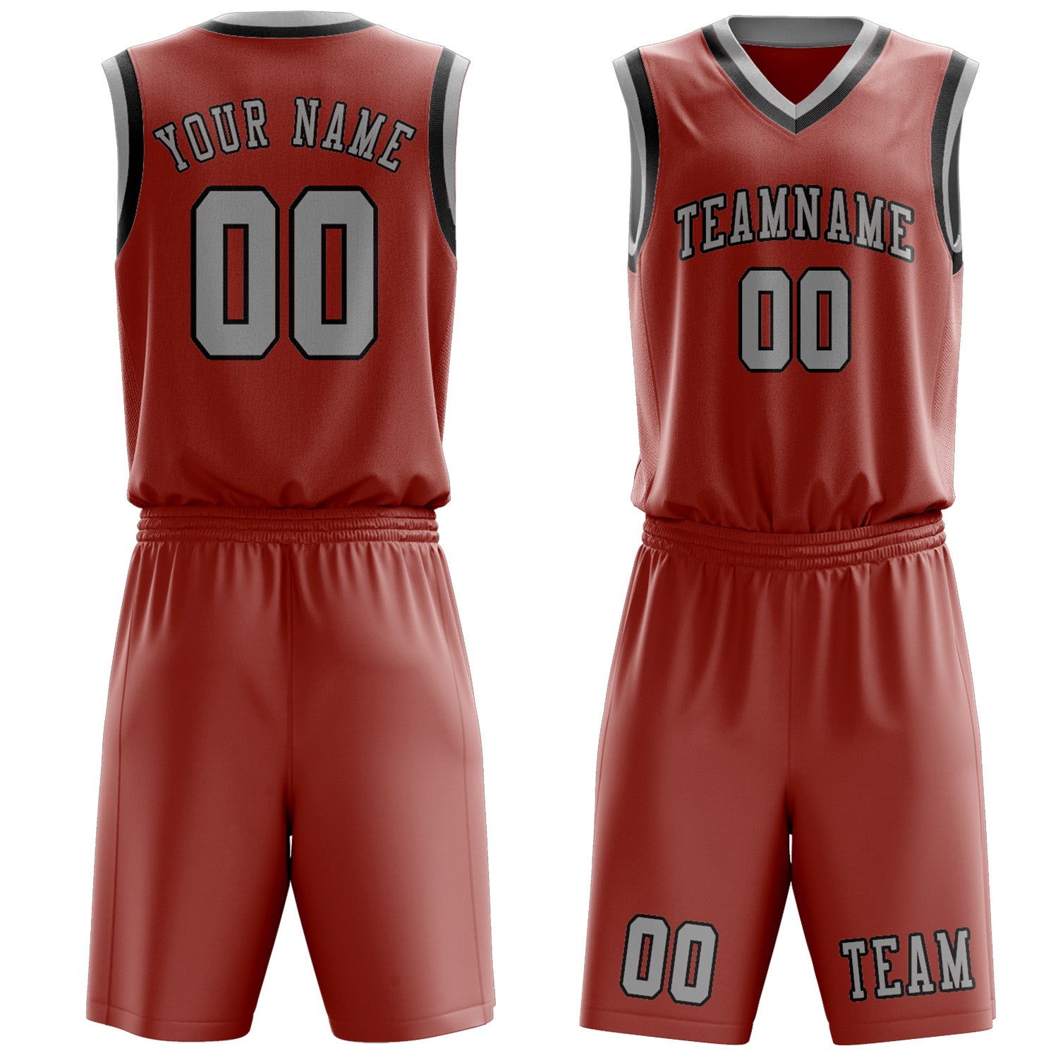 Benutzerdefiniertes Professionelles Kupferrose Grau Basketballtrikot-Set