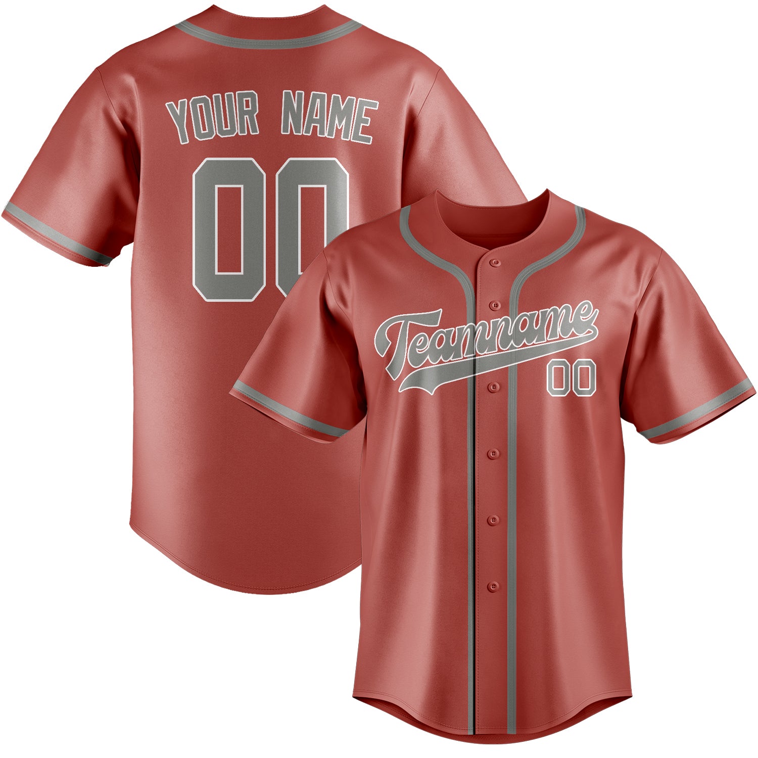 Benutzerdefiniertes Professionelles Kupferrose Grau Baseballtrikot