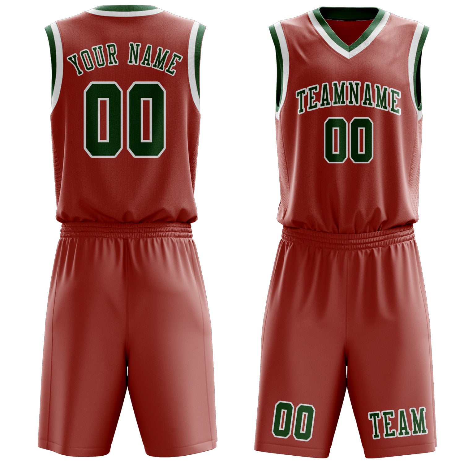 Benutzerdefiniertes Professionelles Kupferrose Moosgrün Basketballtrikot-Set