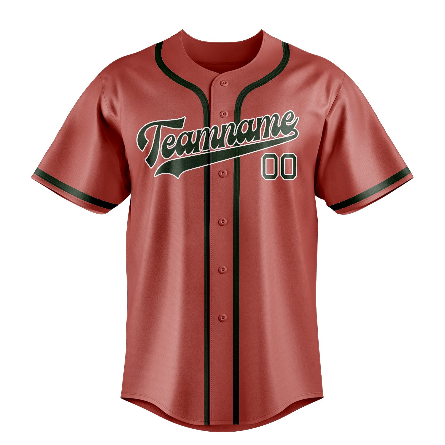 Benutzerdefiniertes Professionelles Kupferrose Tannengrün Baseballtrikot