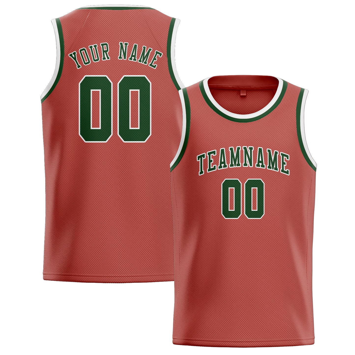 Benutzerdefiniertes Professionelles Kupferrose Tannengrün Basketballtrikot