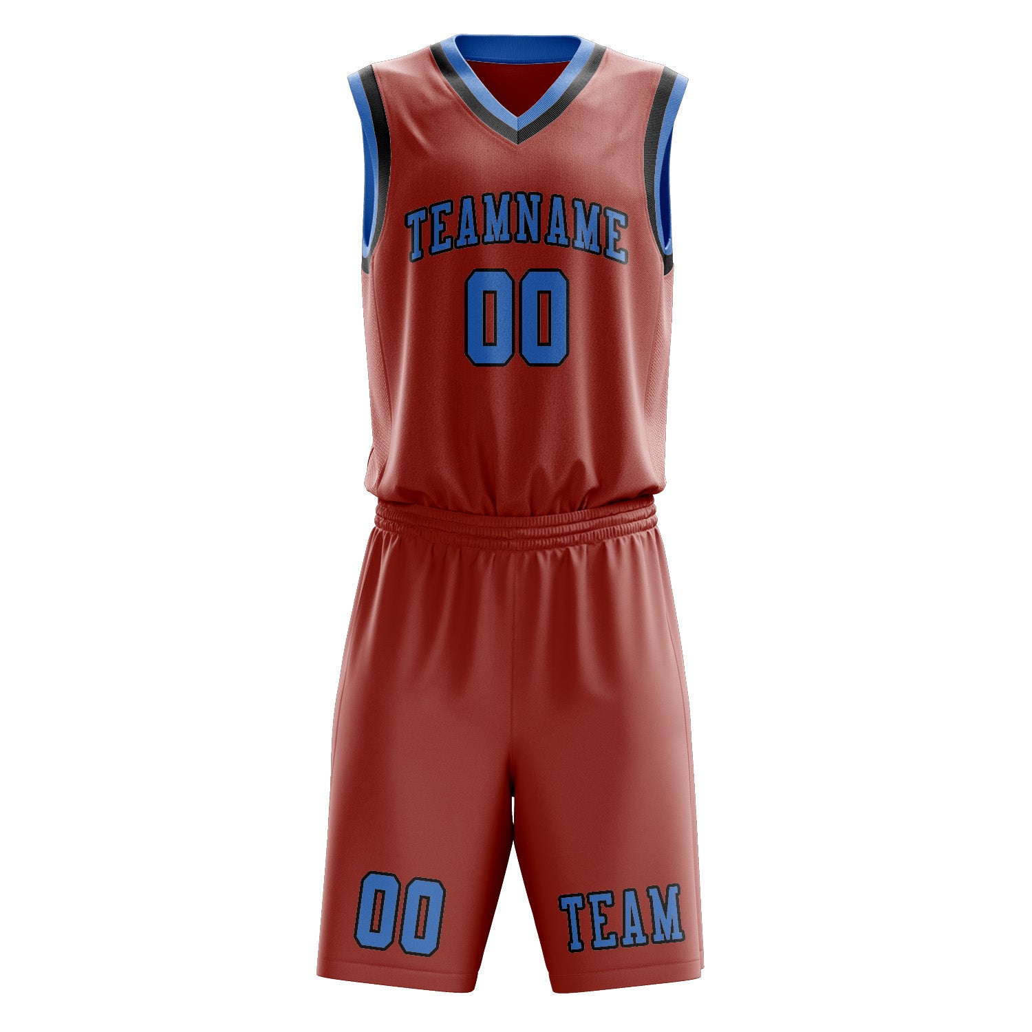 Benutzerdefiniertes Professionelles Kupferrose Hellblau Basketballtrikot-Set