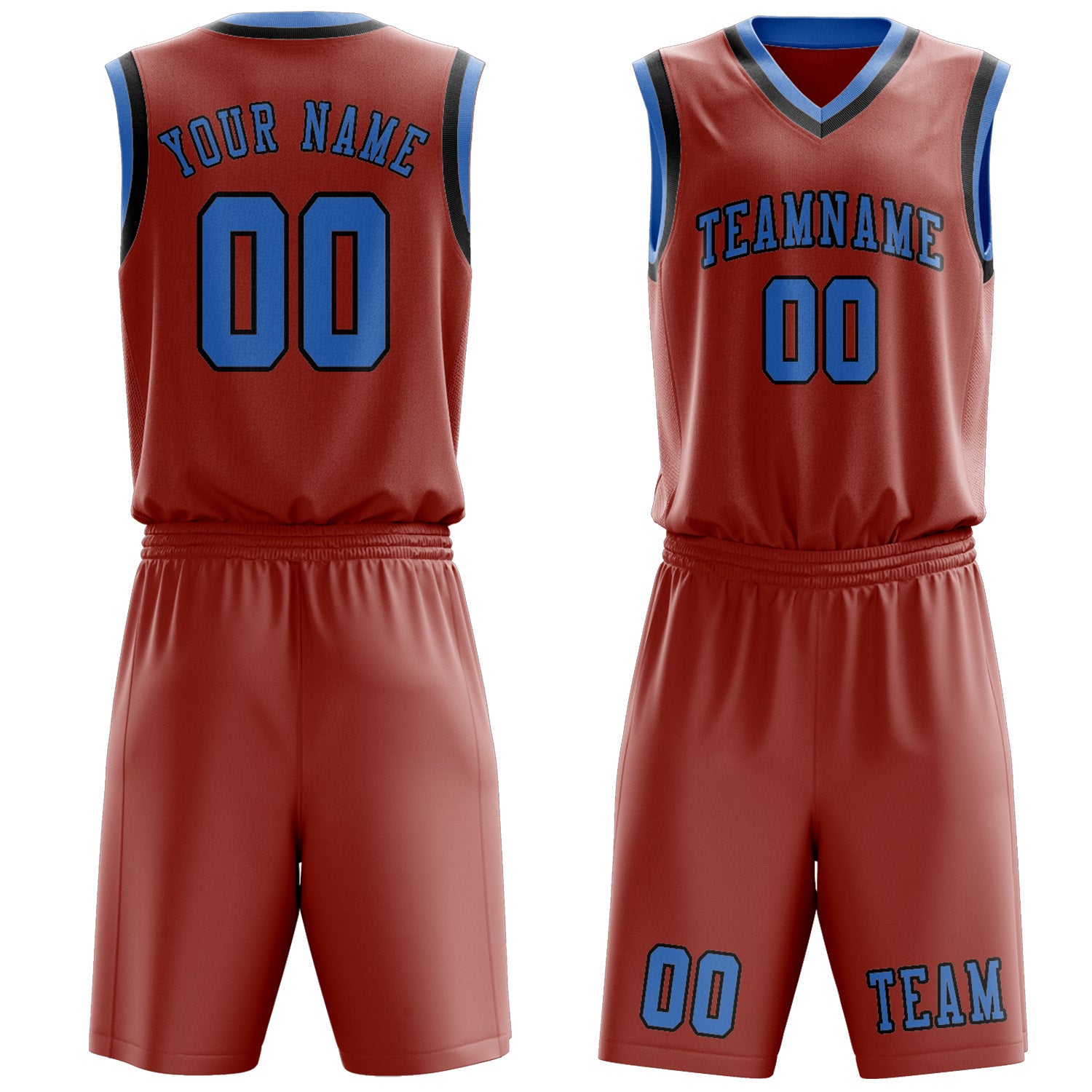 Benutzerdefiniertes Professionelles Kupferrose Hellblau Basketballtrikot-Set