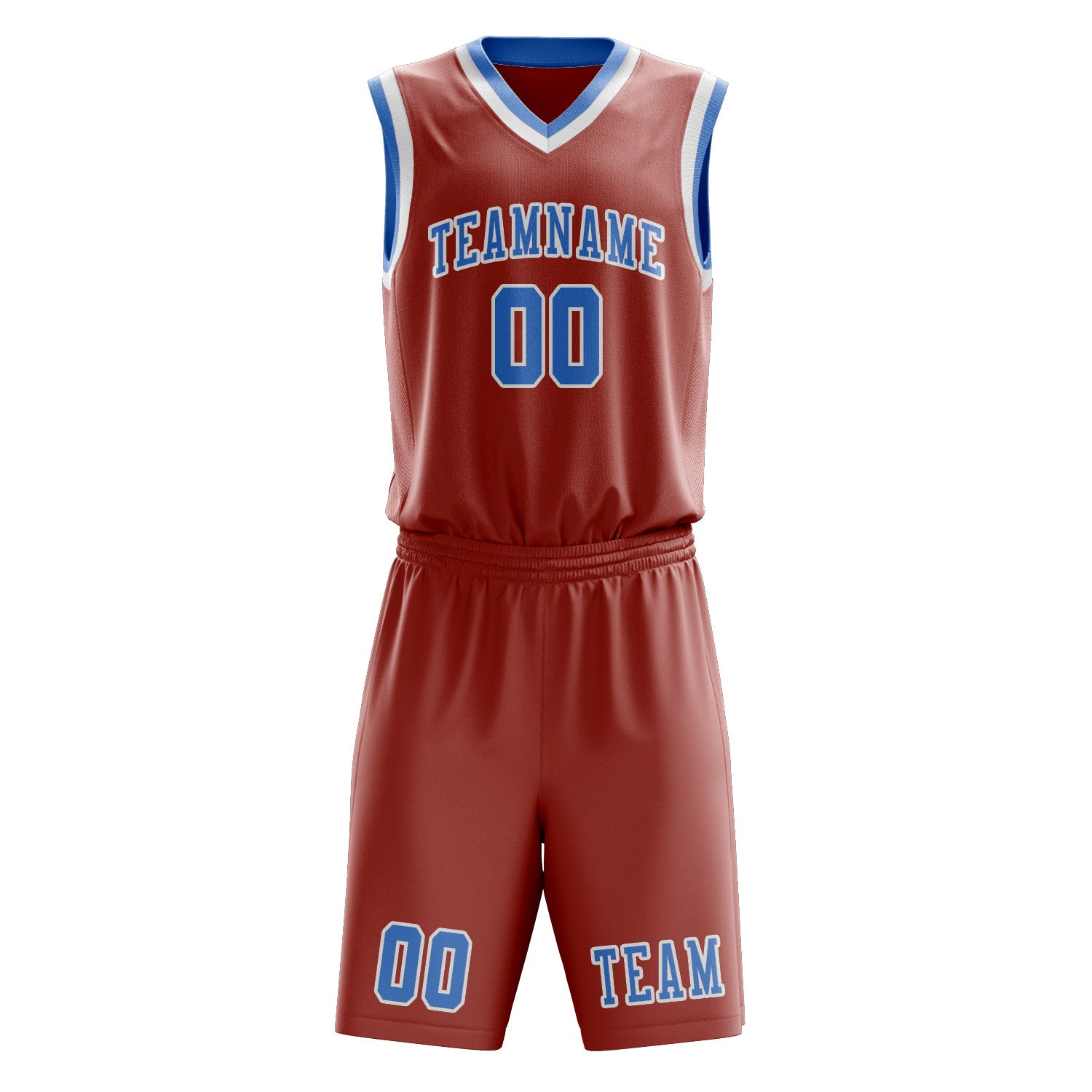 Benutzerdefiniertes Professionelles Kupferrose Hellblau Basketballtrikot-Set