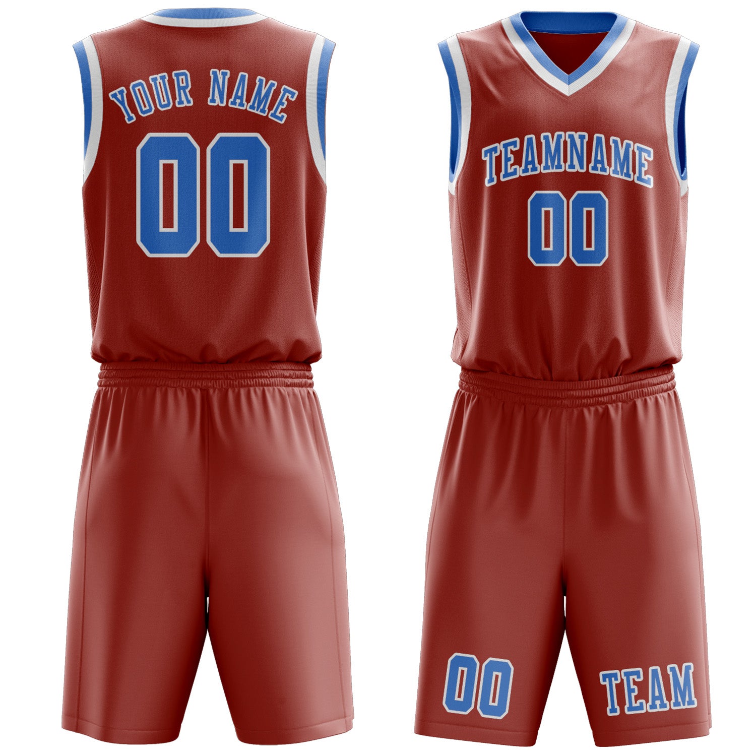 Benutzerdefiniertes Professionelles Kupferrose Hellblau Basketballtrikot-Set