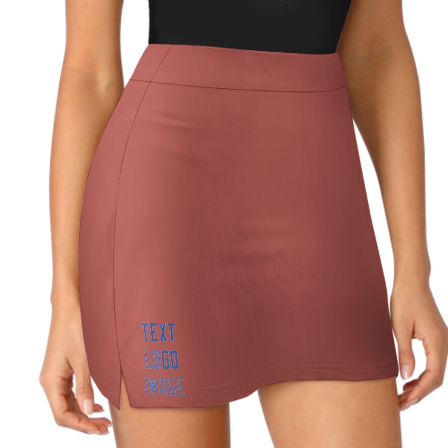 Maßgeschneidertes Kupferrose Himmelblau A-Linien Skort