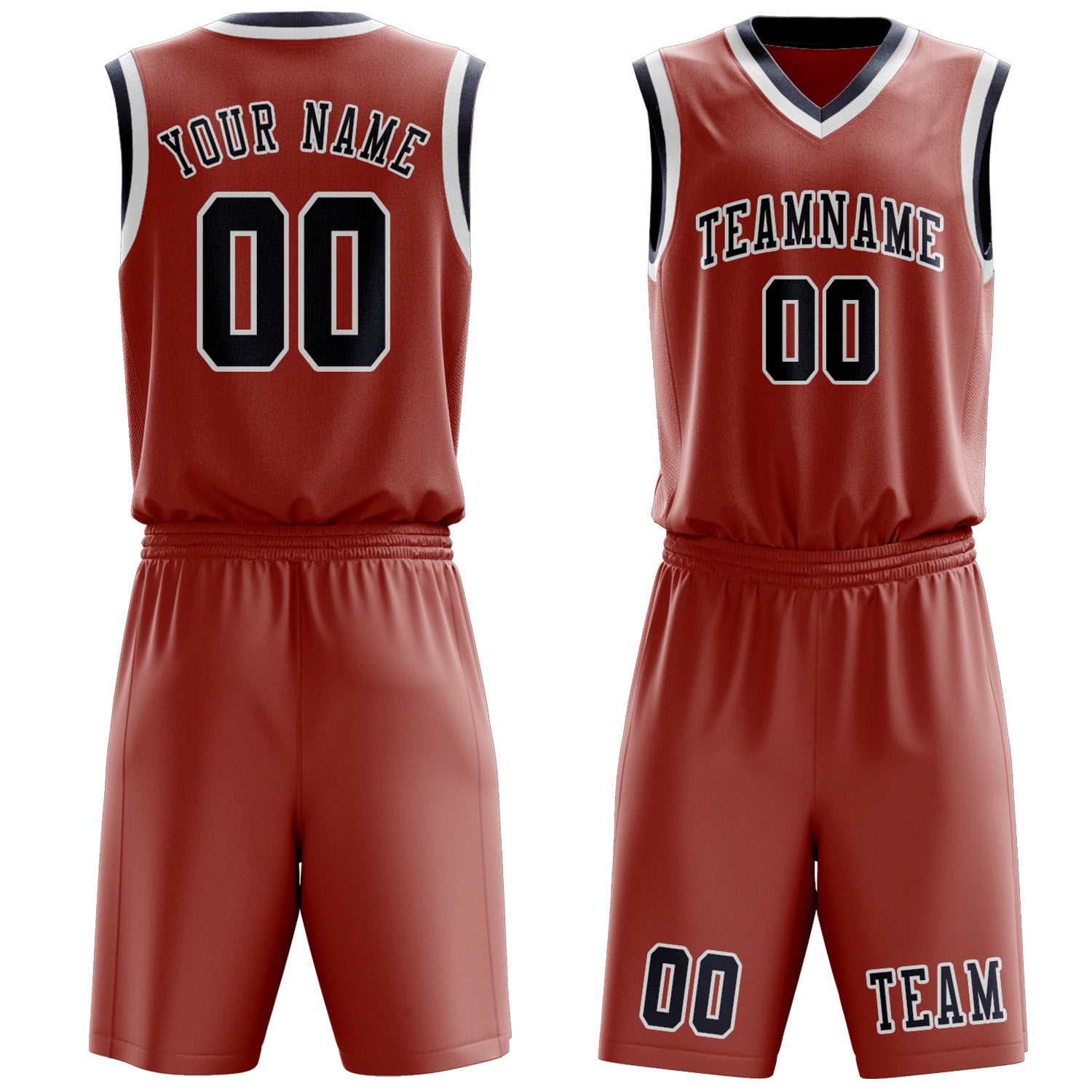 Benutzerdefiniertes Professionelles Kupferrose Marineblau Basketballtrikot-Set