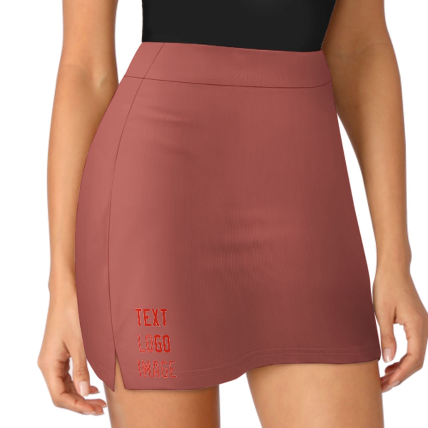 Maßgeschneidertes Kupferrose Orangerot A-Linien Skort