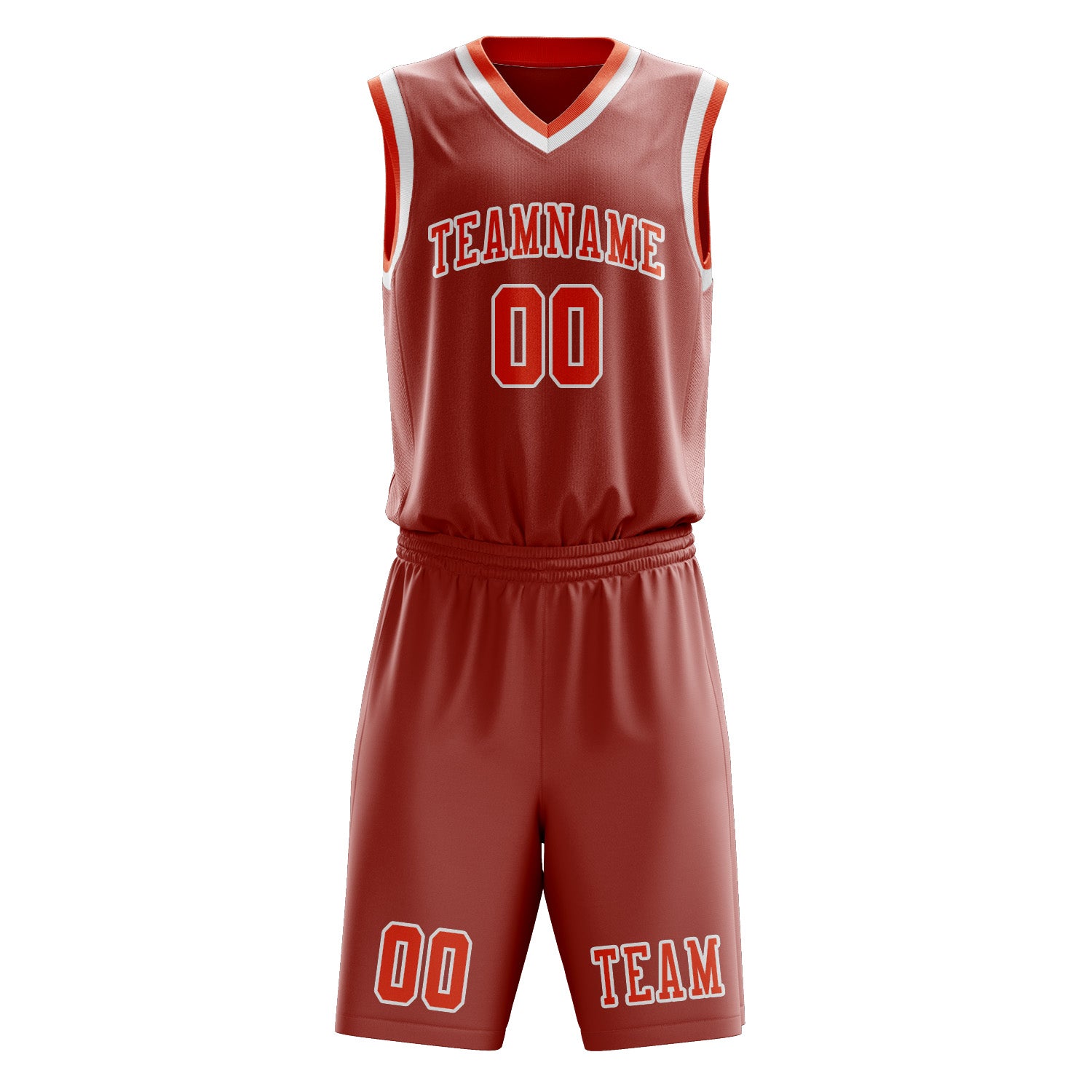 Benutzerdefiniertes Professionelles Kupferrose Orangerot Basketballtrikot-Set