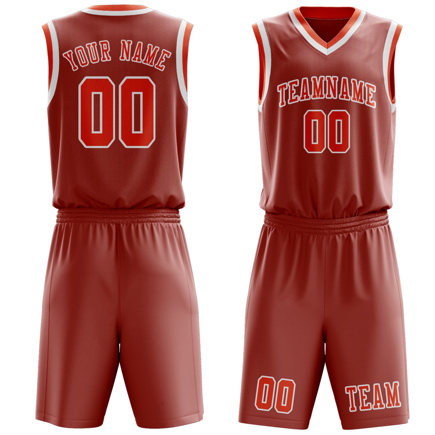 Benutzerdefiniertes Professionelles Kupferrose Orangerot Basketballtrikot-Set