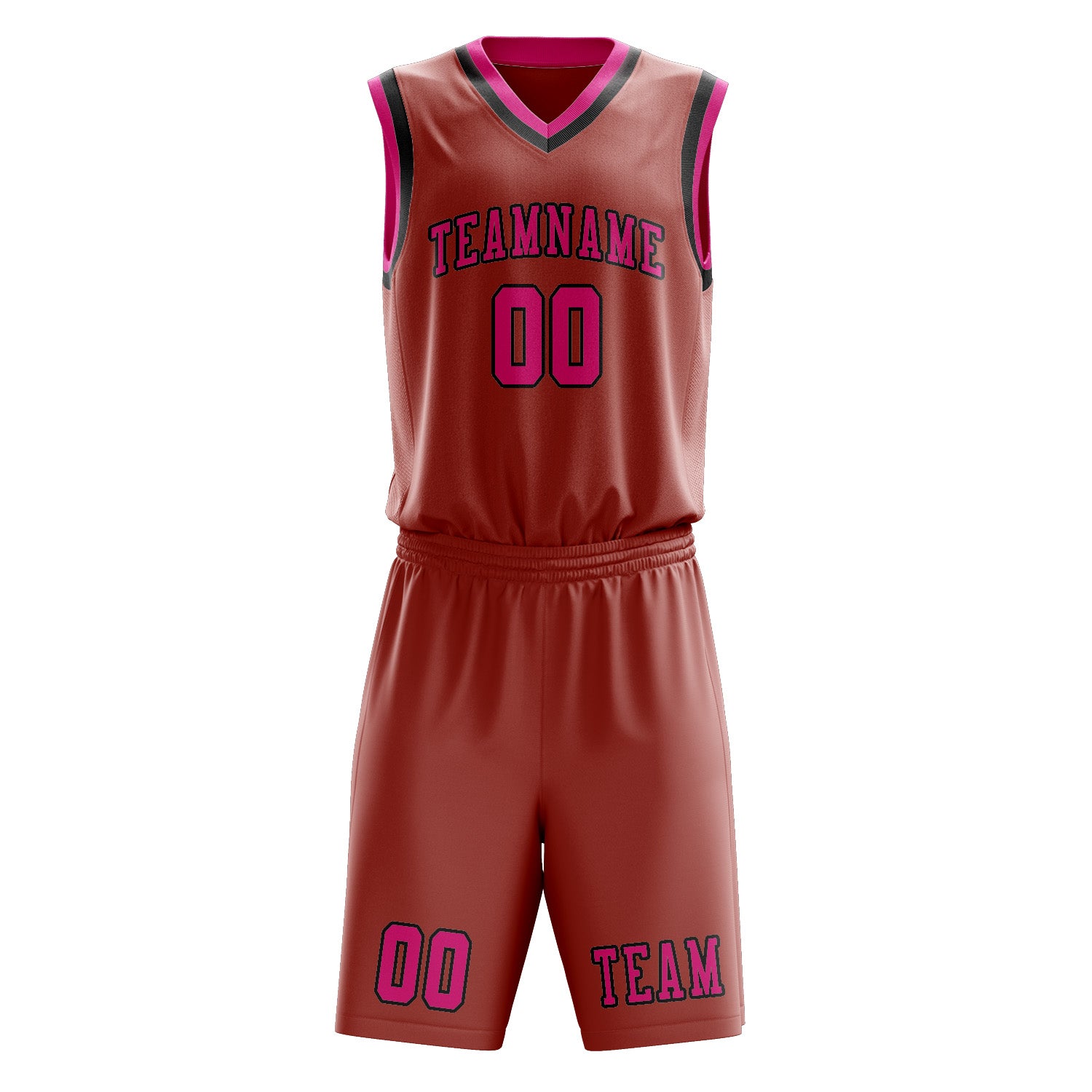 Benutzerdefiniertes Professionelles Kupferrose Rosarot Basketballtrikot-Set