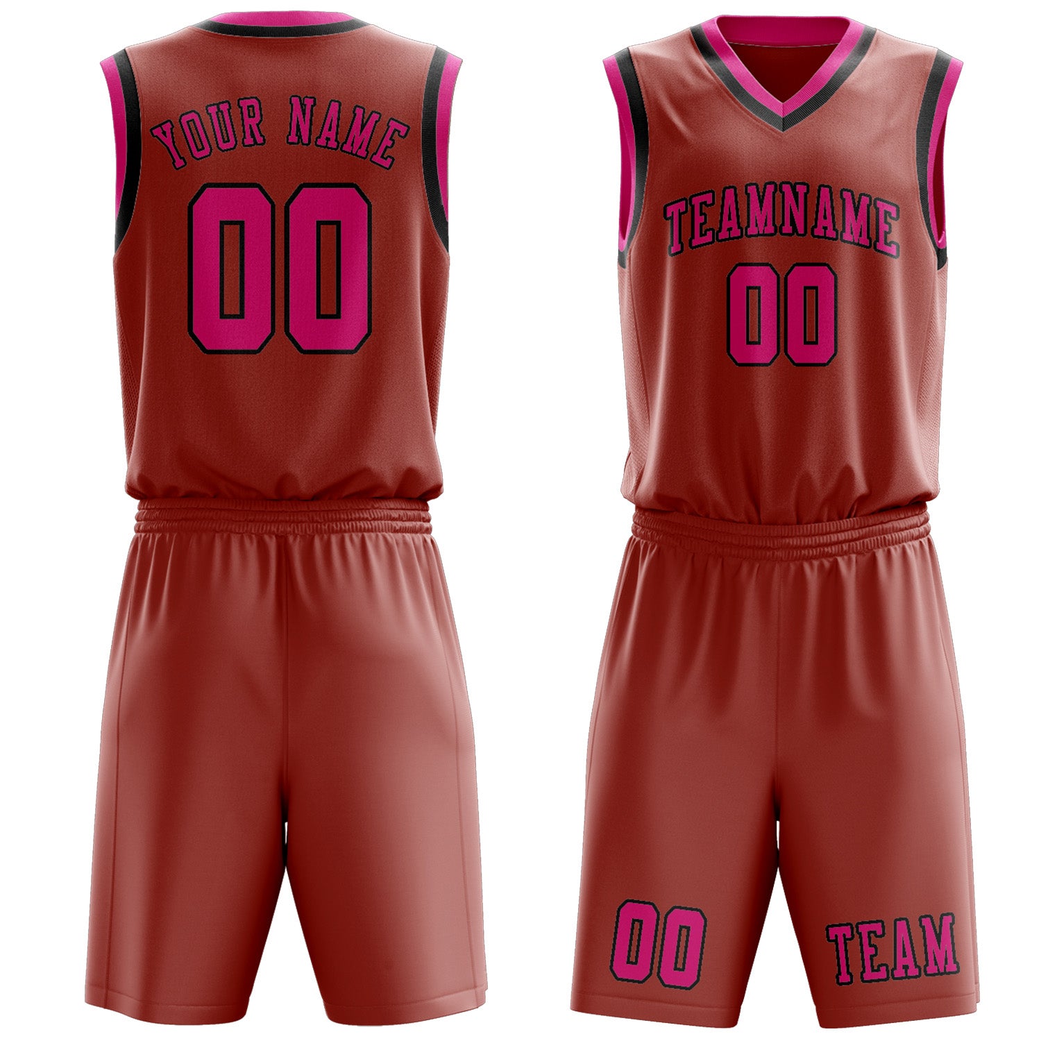 Benutzerdefiniertes Professionelles Kupferrose Rosarot Basketballtrikot-Set