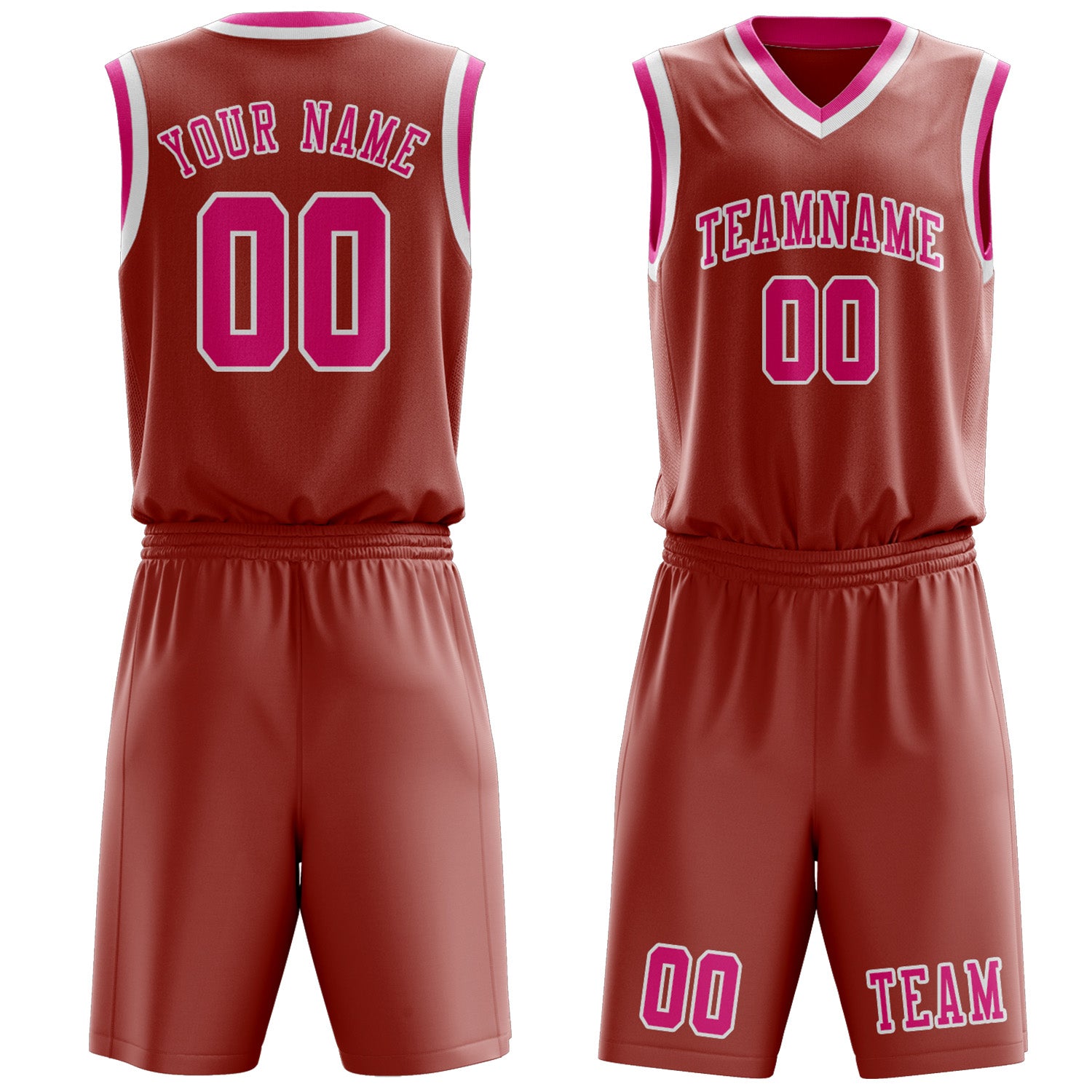 Benutzerdefiniertes Professionelles Kupferrose Rosarot Basketballtrikot-Set