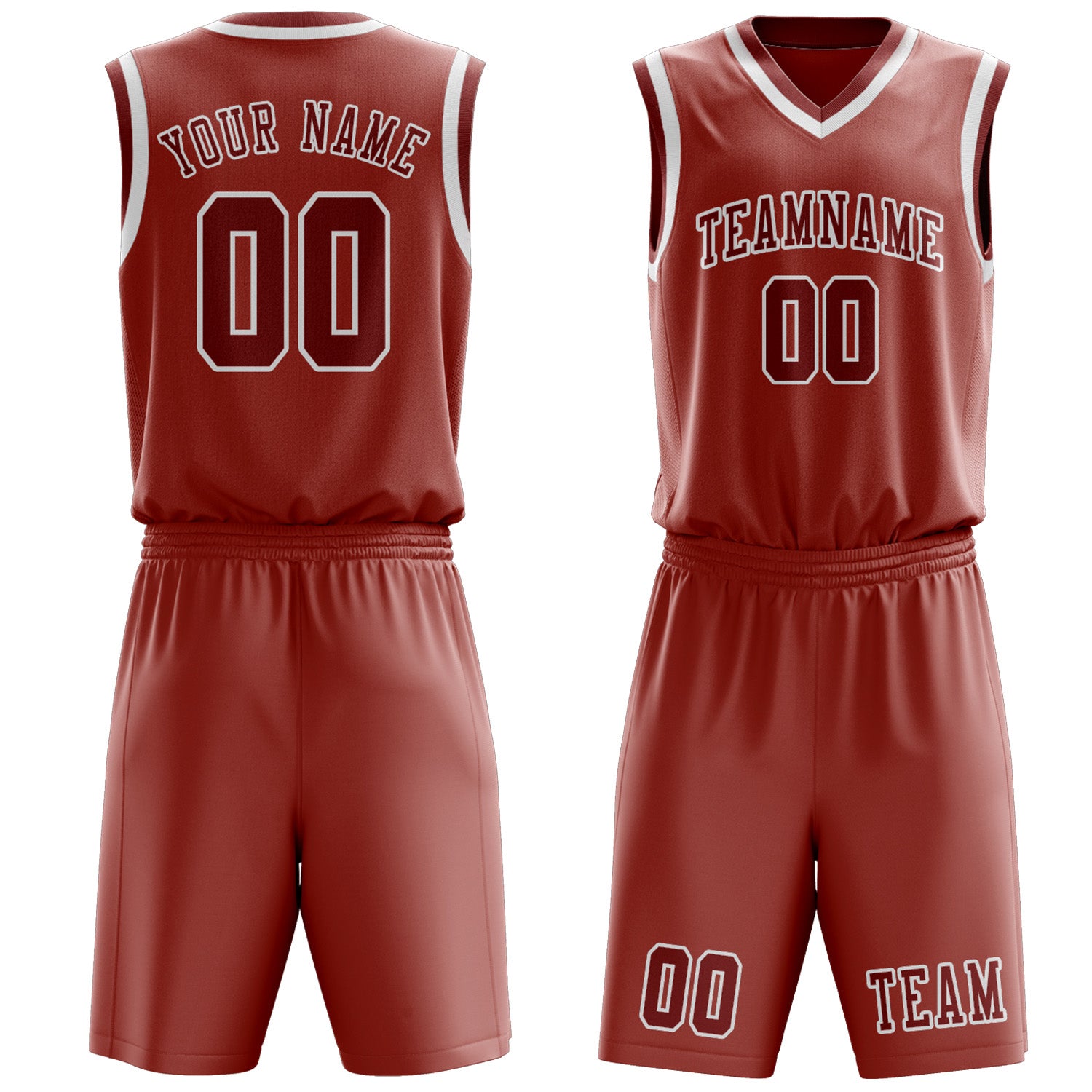 Benutzerdefiniertes Professionelles Kupferrose Korallenrot Basketballtrikot-Set