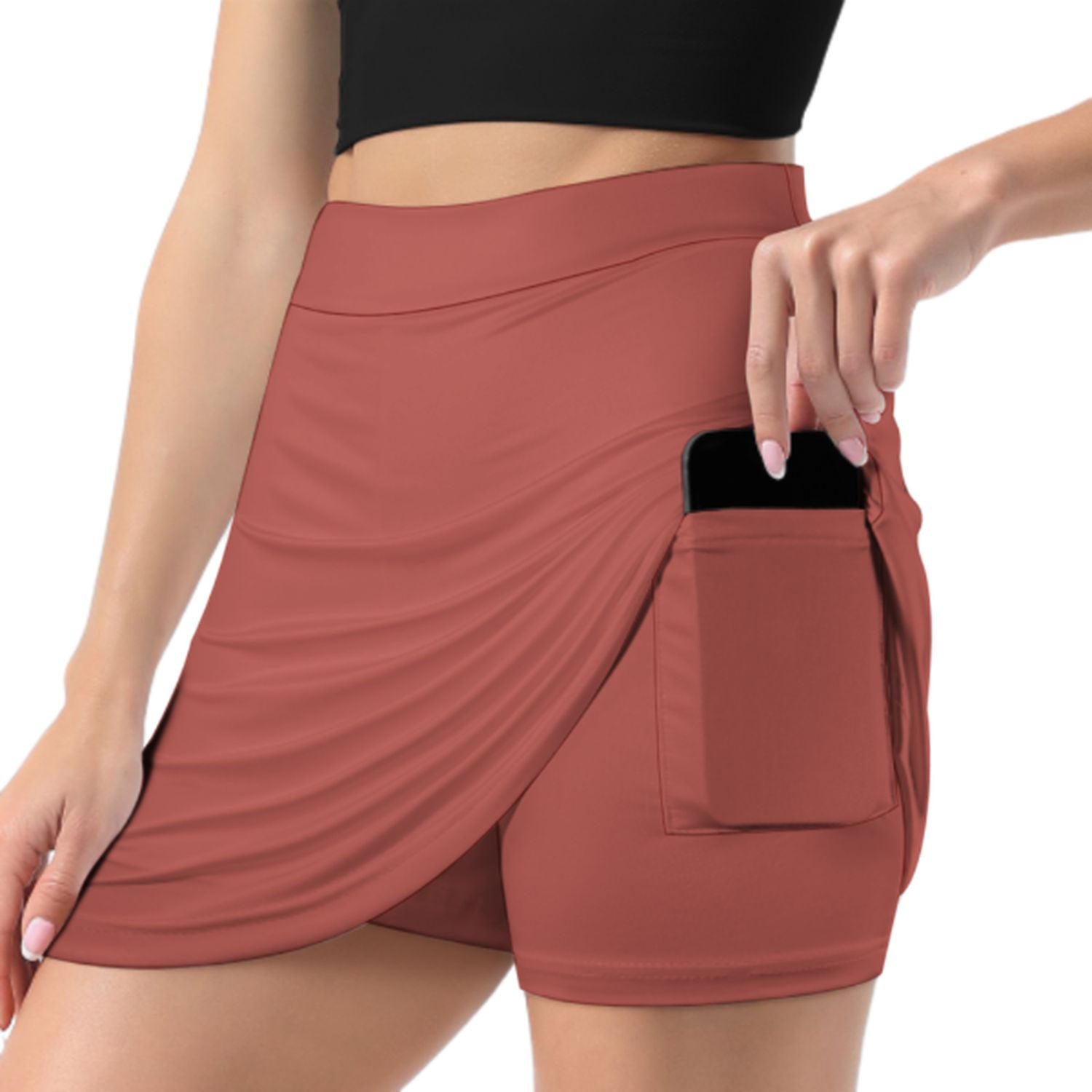 Maßgeschneidertes Kupferrose Schwarz A-Linien Skort