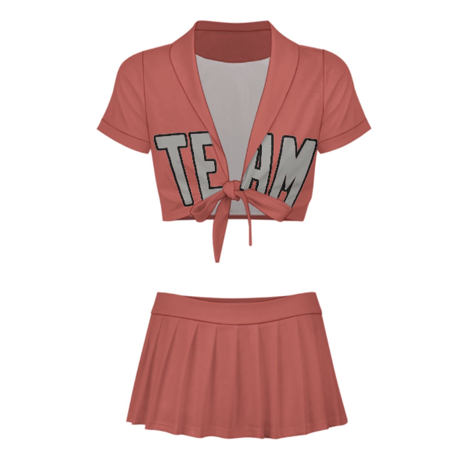 Maßgeschneidertes Kupferrose Grau Cheerleader Outfit Set