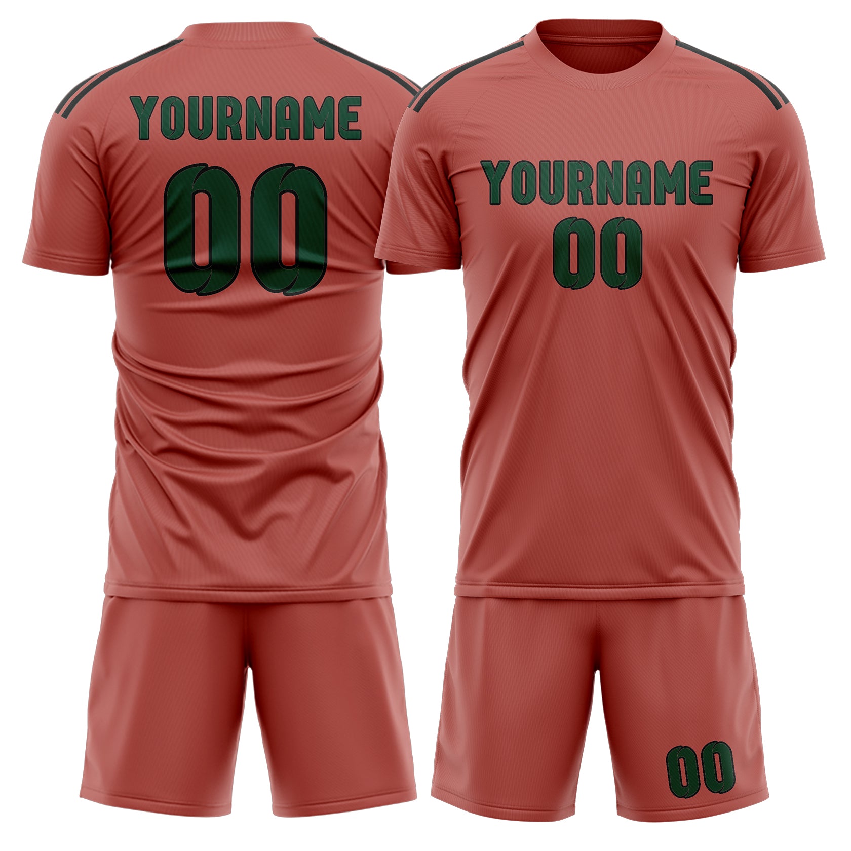 Maßgeschneidertes Professionelles Kupferrose Moosgrün Fußballtrikot-Set
