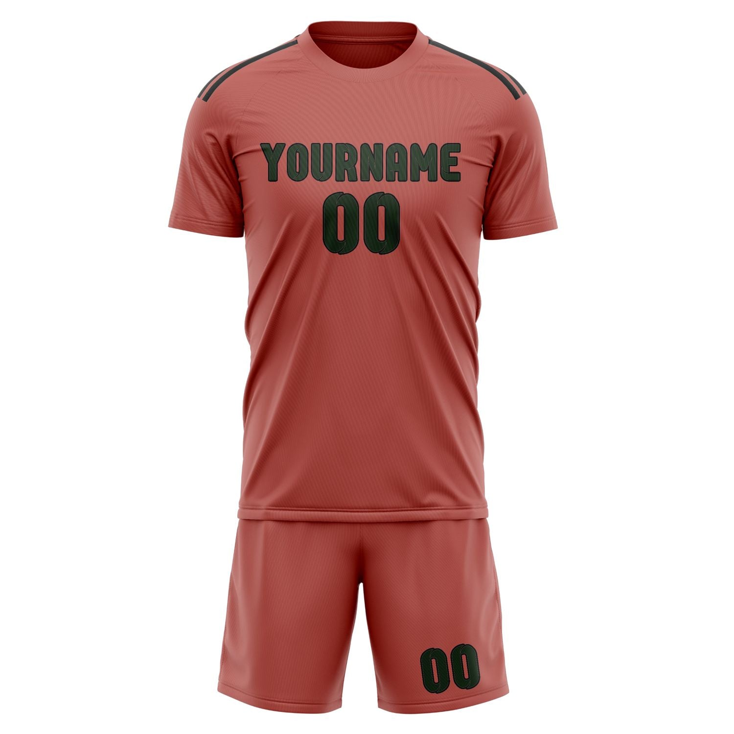 Maßgeschneidertes Professionelles Kupferrose Tannengrün Fußballtrikot-Set