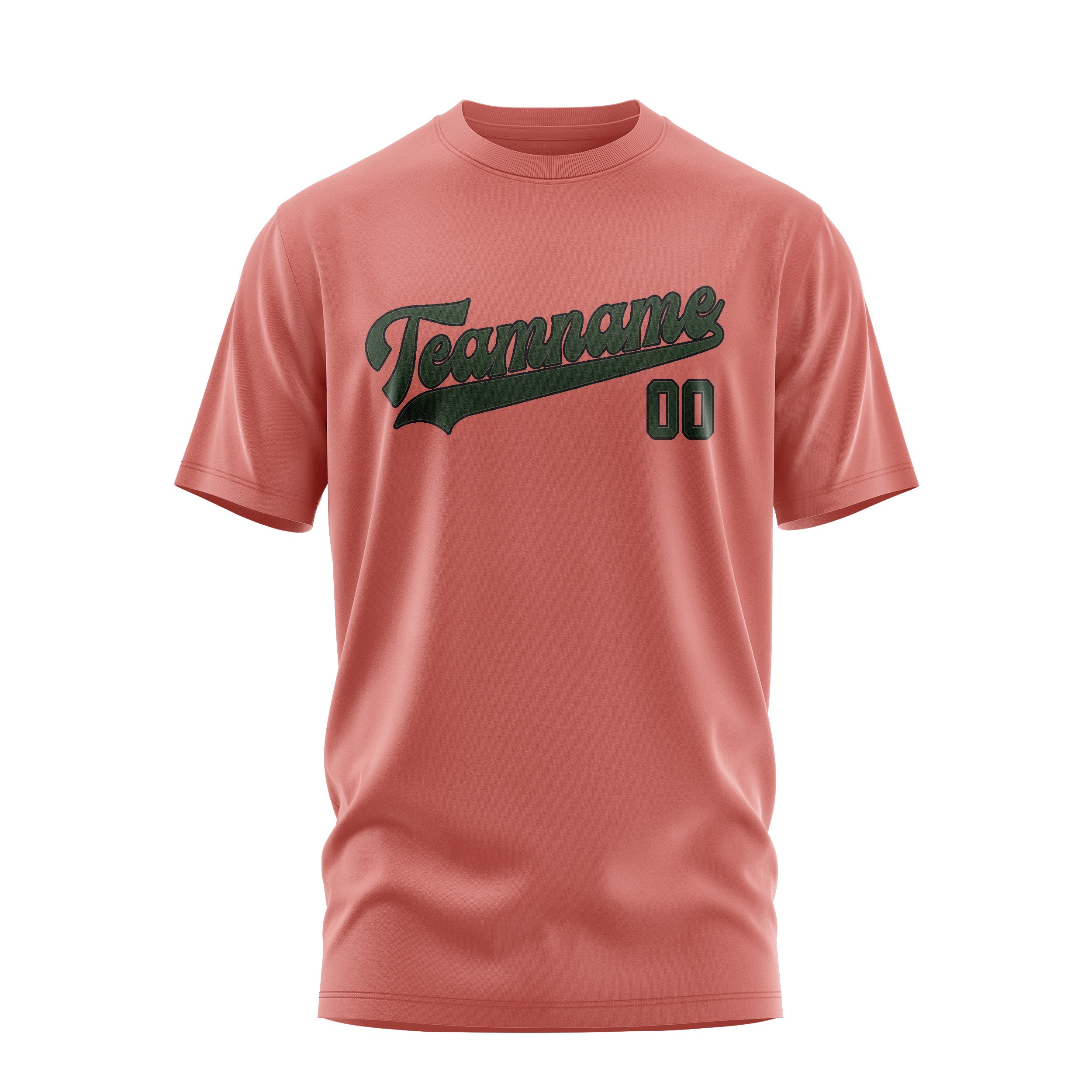 Maßgeschneidertes Kupferrose Tannengrün T-Shirt