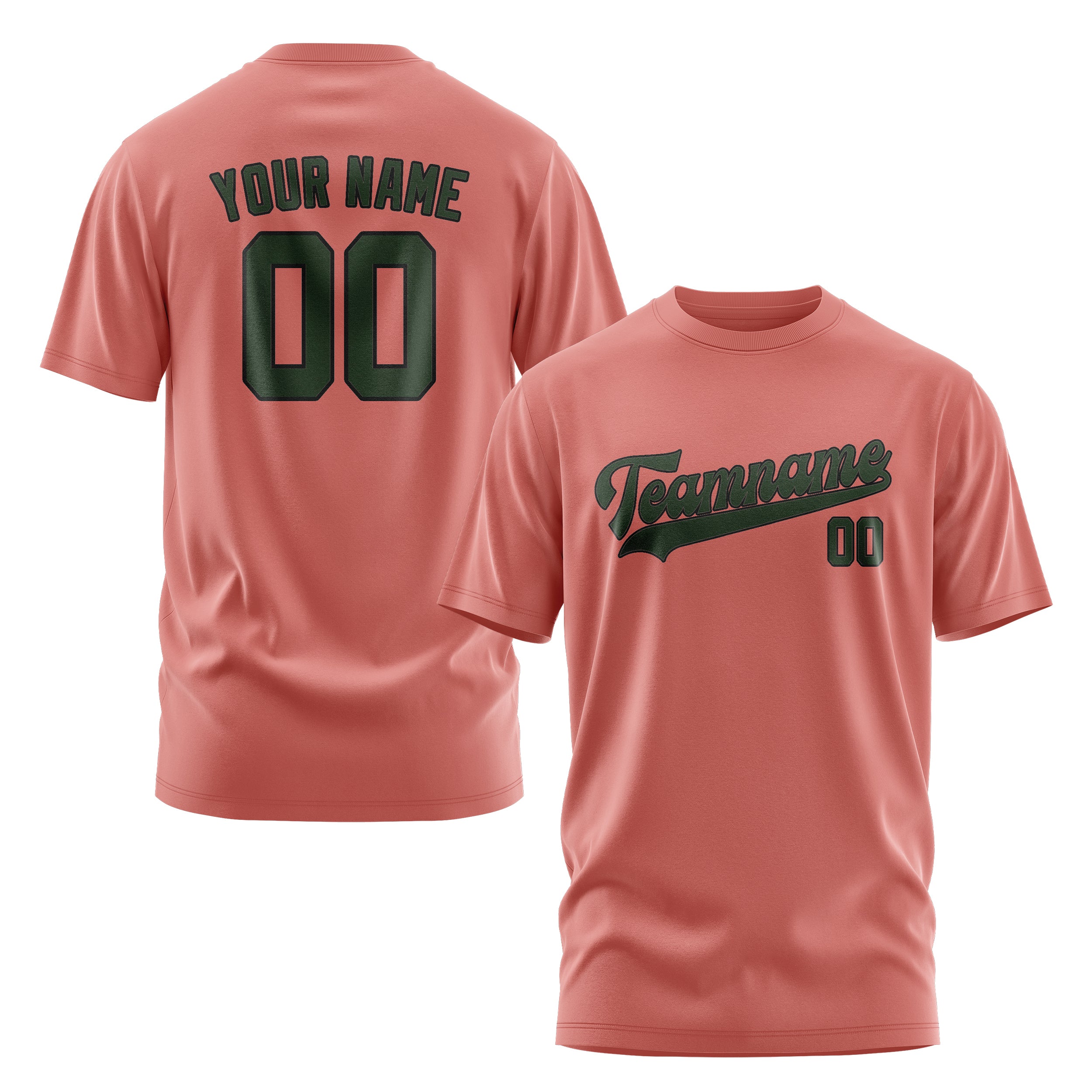 Maßgeschneidertes Kupferrose Tannengrün T-Shirt